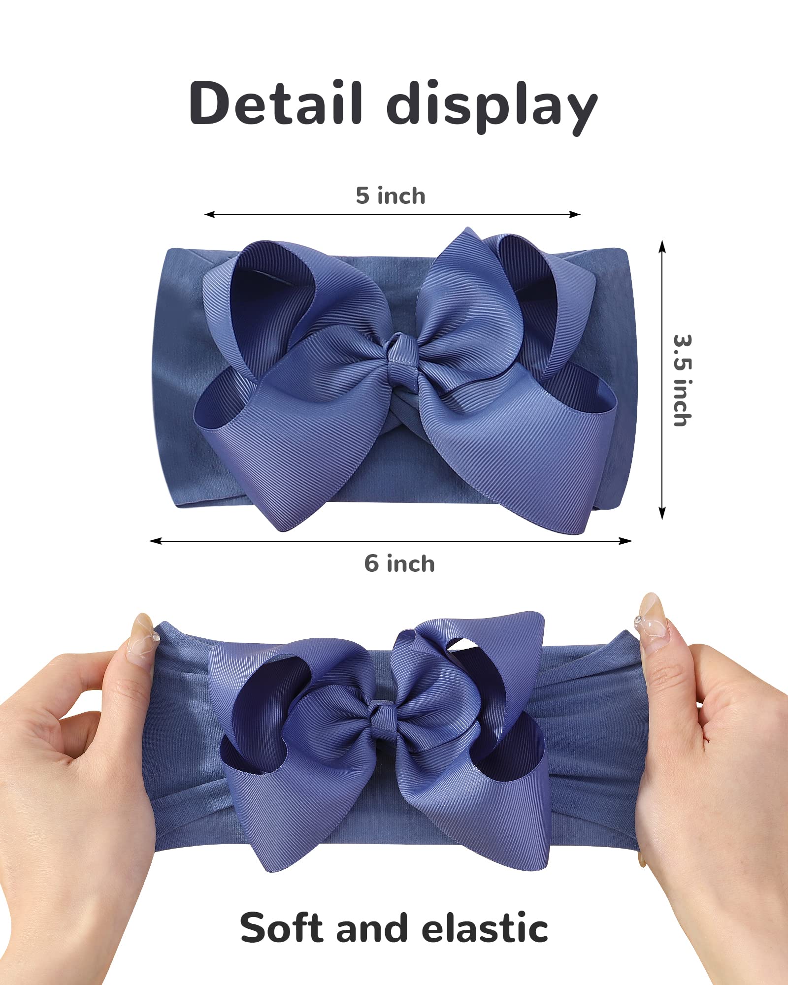 20pcs Baby Girl Hair Bows & Headbands Set - 6 Inches Soft Nylon Hair Accessories for Newborn, Infant & Toddler - Perfect for Parties, Photos & Daily Outfits by doboi