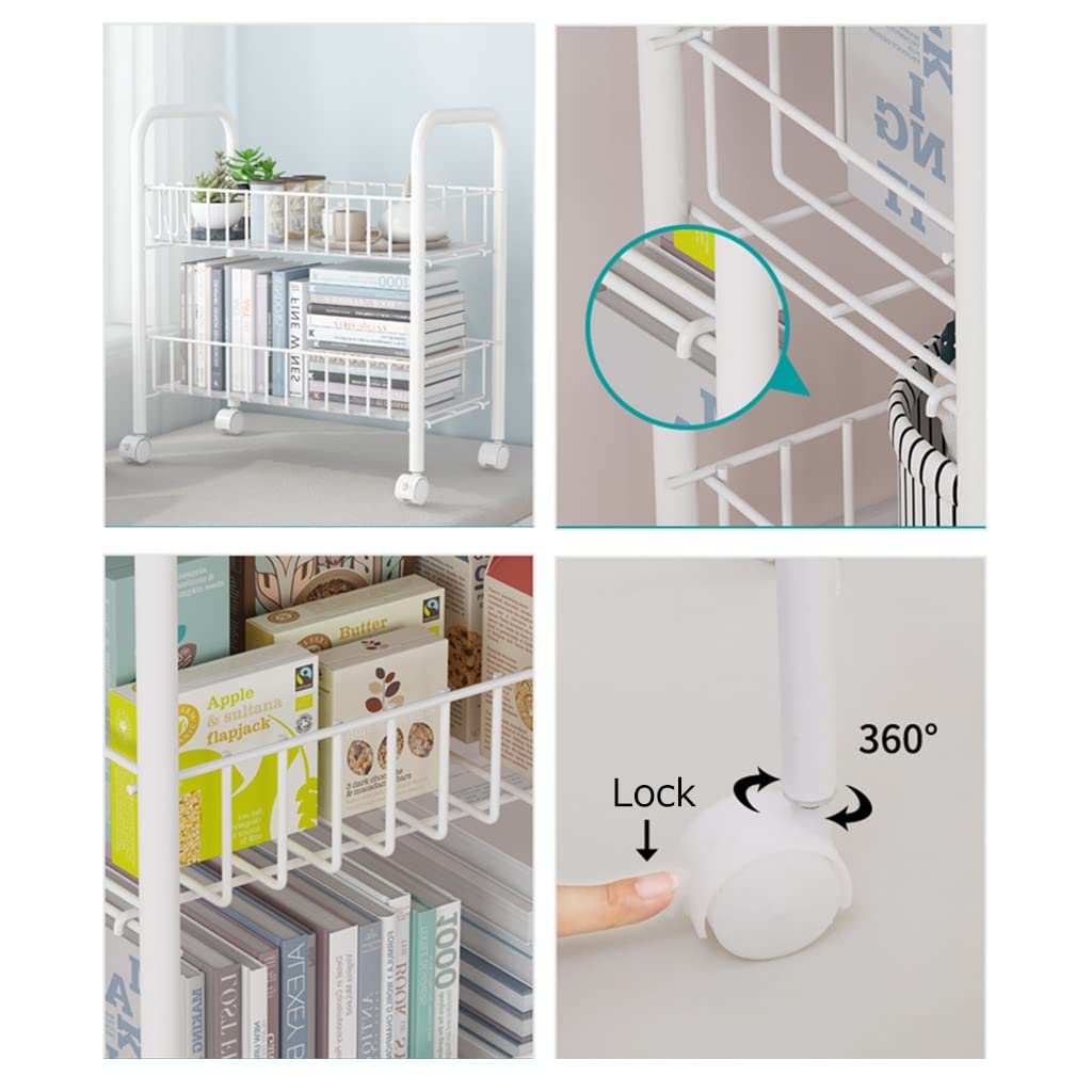5-Tier Slim Rolling Cart with Slide-Out Storage Shelf & Wheels - Mobile Organizer with Mesh Baskets, Easy Assembly Shelving Unit for Kitchen, Bathroom, Office, Dorm - Space Saving Design (43 x 26 x 105cm) - Perfect for Small Spaces, Pantry Organization & Bathroom Storage