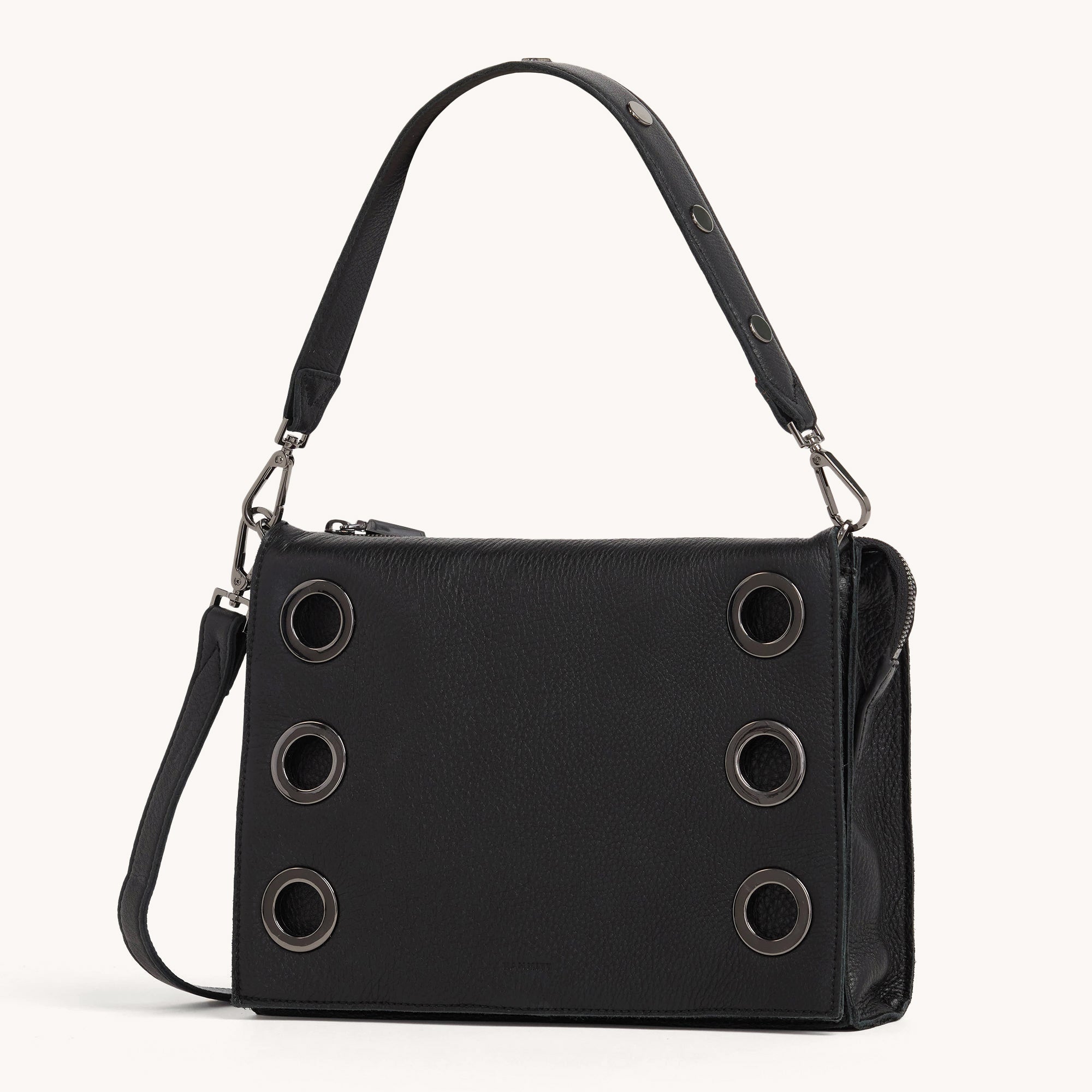 Montana Clutch Bag - Black Lugano Leather with Gunmetal Hardware, Large Size - Perfect for Evening Parties, Weddings & Special Occasions
