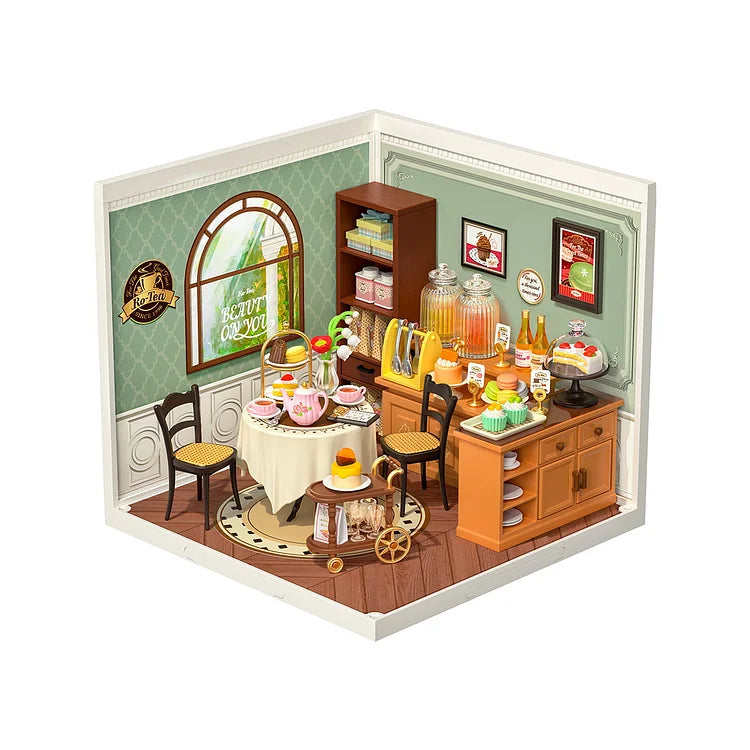 Rolife Sweet Sips Tea DIY Miniature Dollhouse Kit - Creative Mini House Model for DIY Craft, Home Decor, and Gift Giving