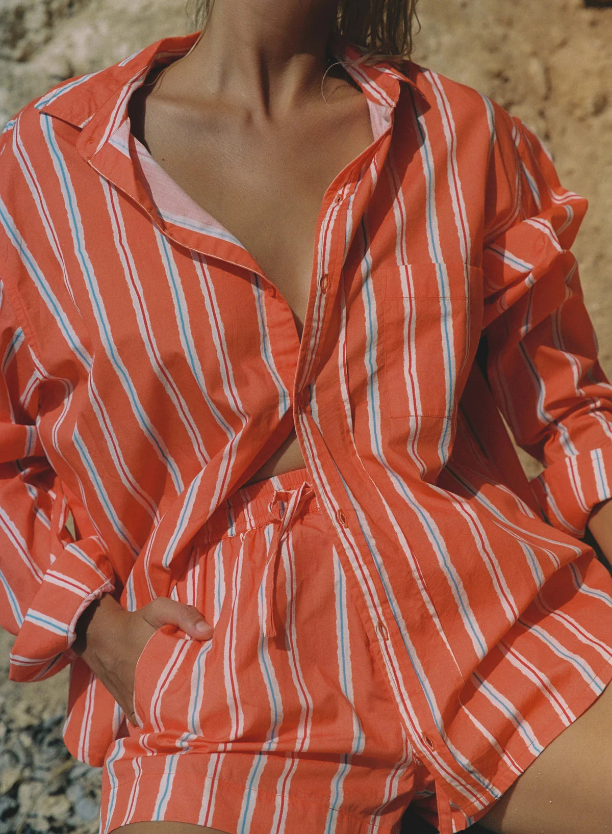 BOUNTY SHIRT Orange Stripe Men's Casual Button Down Shirt - Perfect for Beach Outings, Summer Parties & Outdoor Adventures