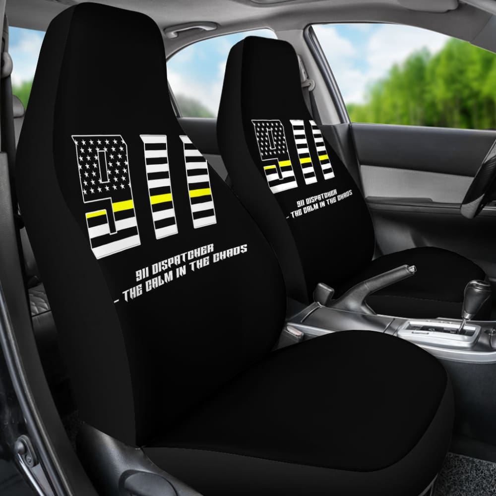 911 Dispatchers The Chaos Voice In The Dark Thin Yellow Line Car Seat Covers 213003 - Premium Custom Seat Covers for Police, EMS & First Responders - Perfect for Patrol Cars & Emergency Vehicles