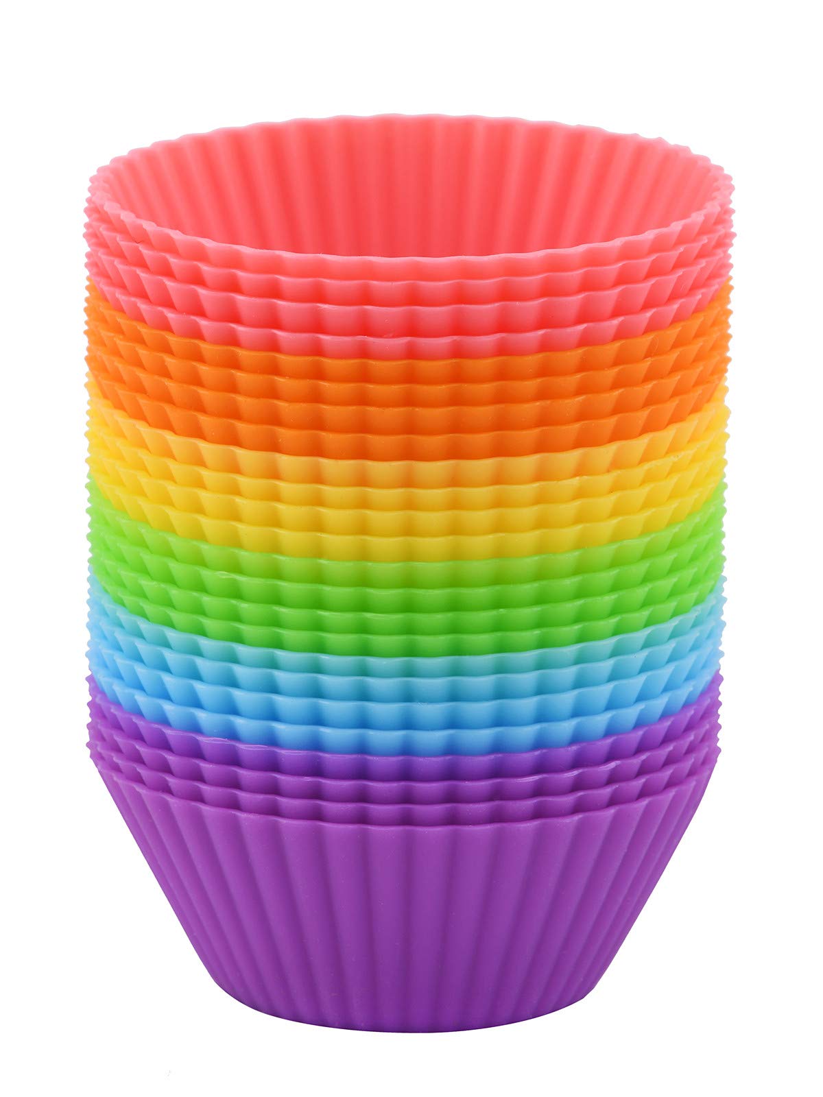 2 Inch Mini Silicone Baking Cups - Reusable Nonstick Muffin Liners & Chocolate Truffle Holders (24 Pack, 6 Colors) - Perfect for Cupcakes, Desserts, Party Favors & Candy Making