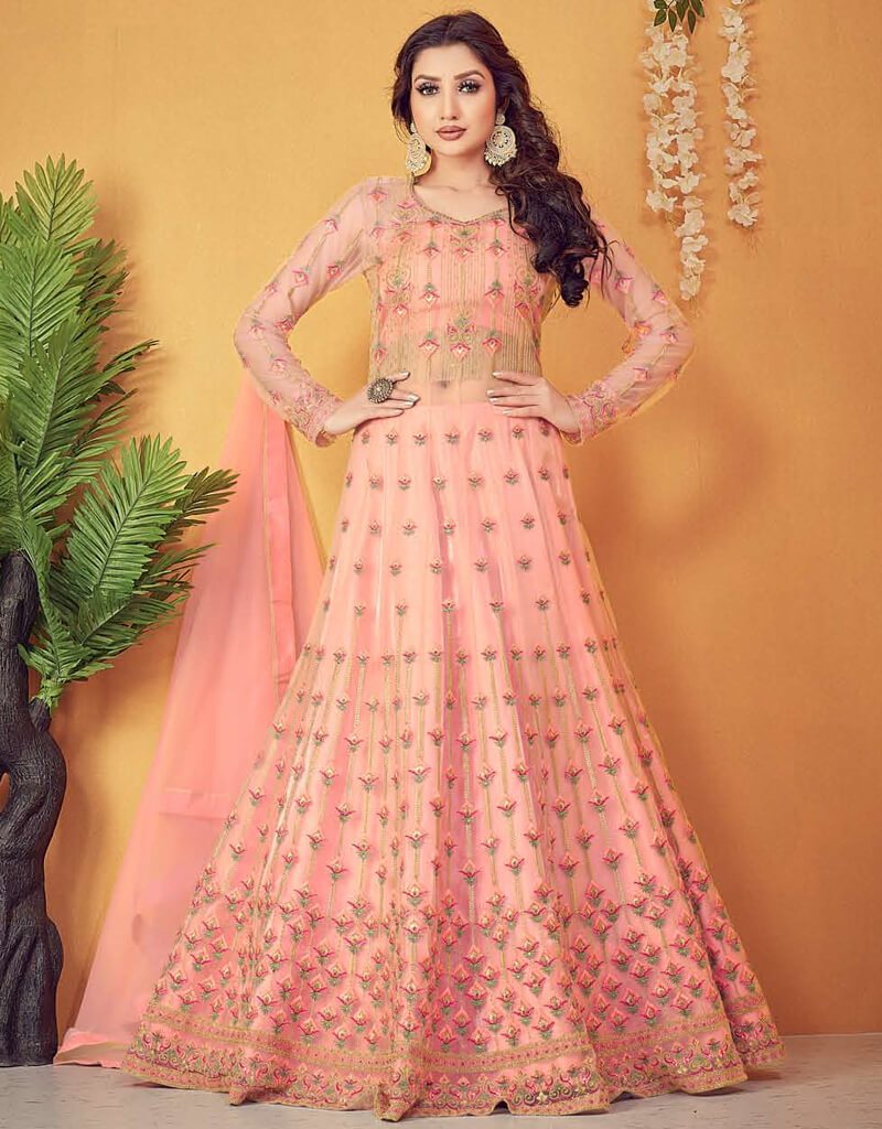Pink Anarkali Suits for Women - Soft Net Fabric Indian Party Wear - Perfect for Weddings, Festivals & Special Occasions