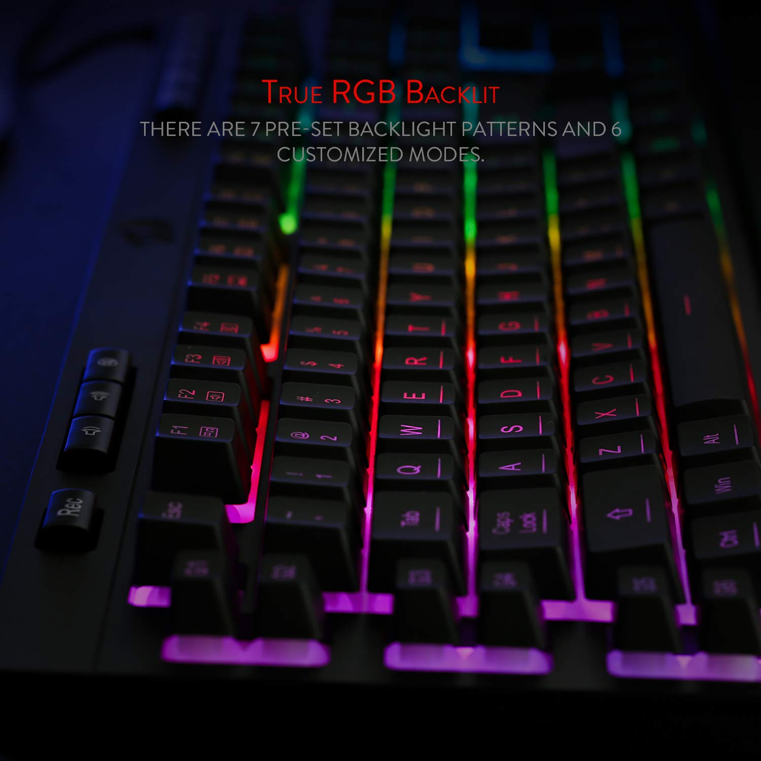 Redragon K512 Shiva RGB Backlit Membrane Gaming Keyboard - Quiet Mechanical Feel, 6 On-Board Macro Keys, Dedicated Media Controls, Detachable Wrist Rest | Perfect for PC Gaming, Office Work & Typing | Black
