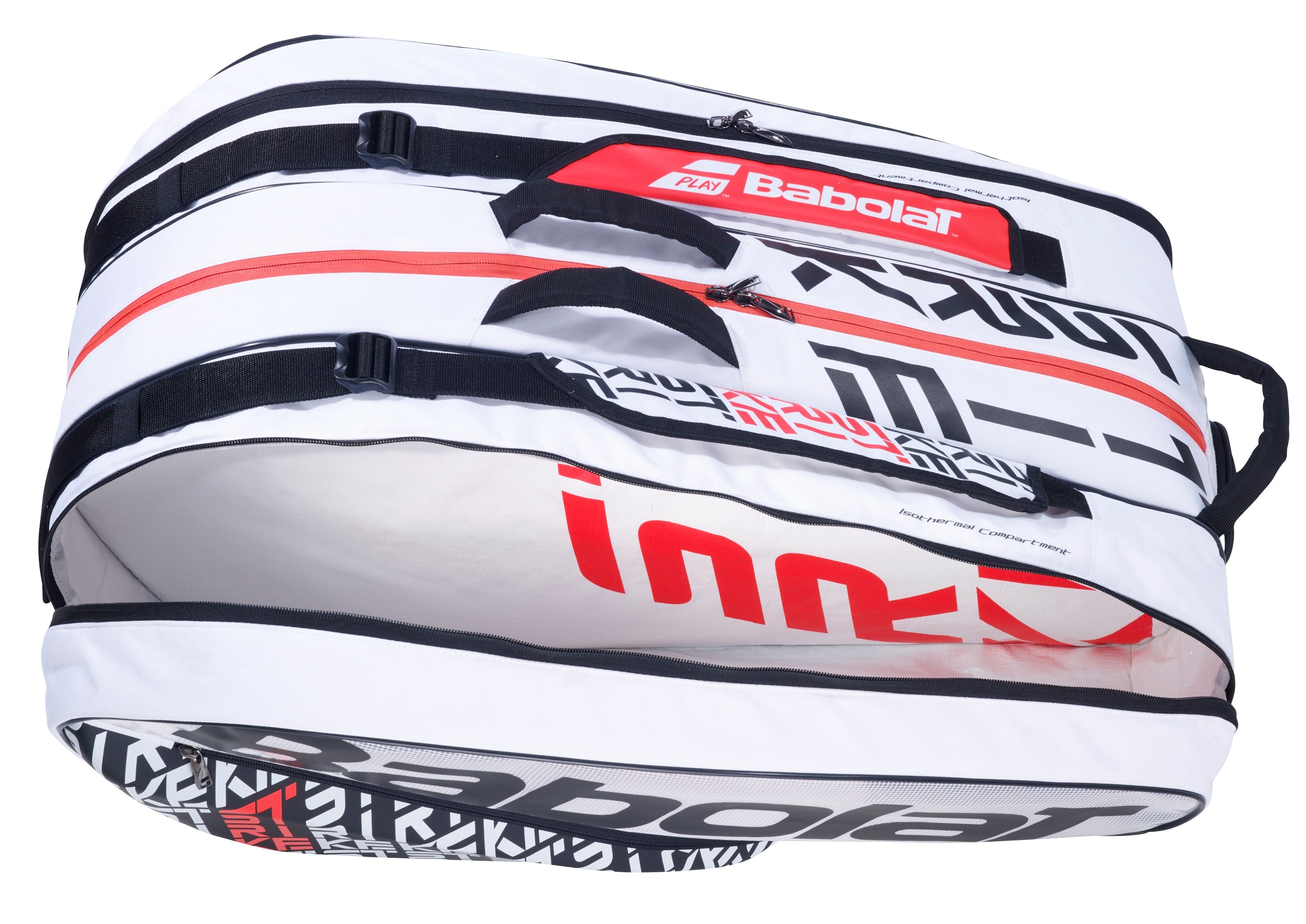Babolat Pure Strike 12 Pack Tennis Racquet Bag - White | Durable Tennis Gear for Players & Coaches | Perfect for Tournaments, Training & Travel