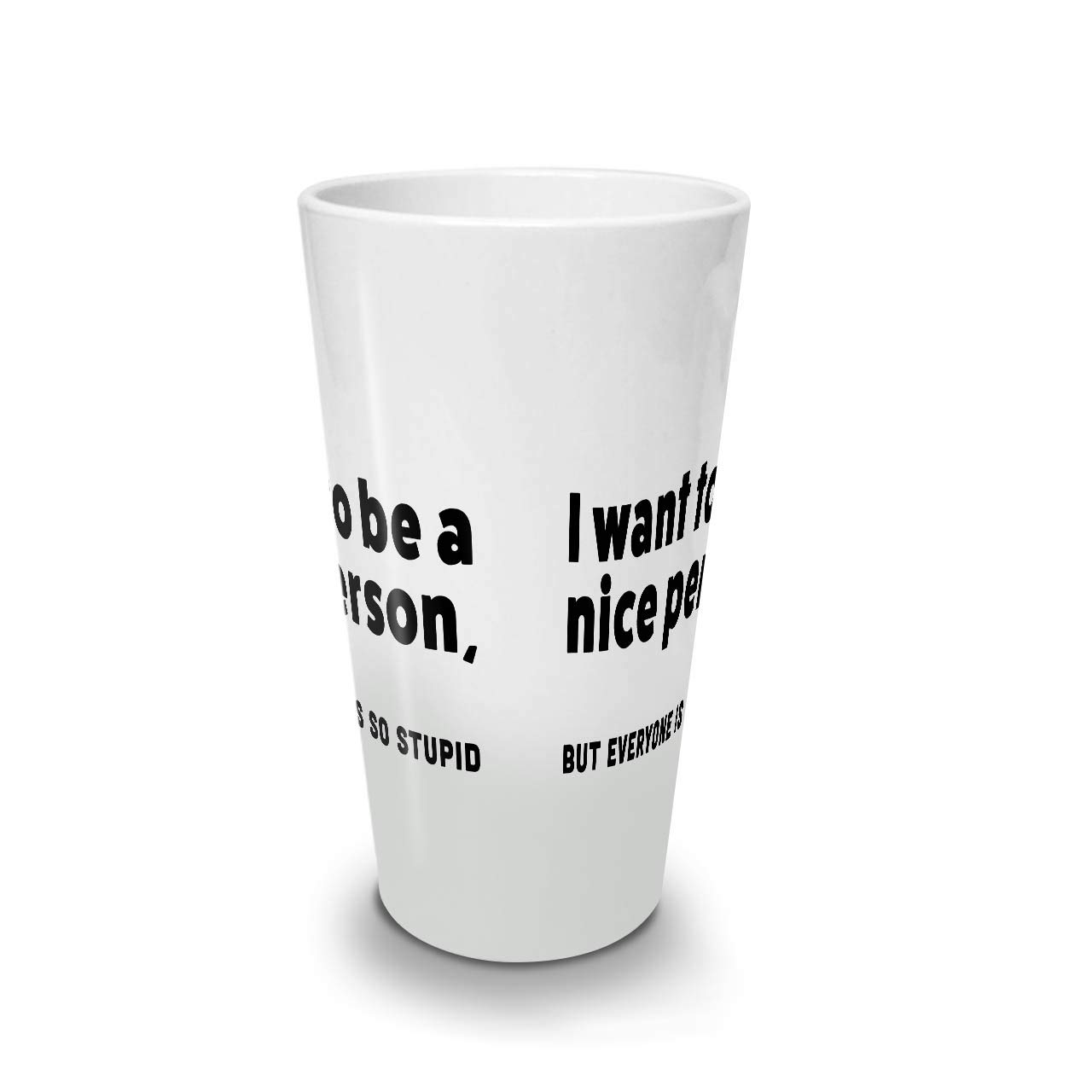 Funny Coffee Mug - Nice Person Stupid Latte Cup with Comfortable Handle & Two-Sided Print | Durable Ceramic Mug by Wellcoda | Perfect for Office Humor, Gifts & Morning Coffee Laughs