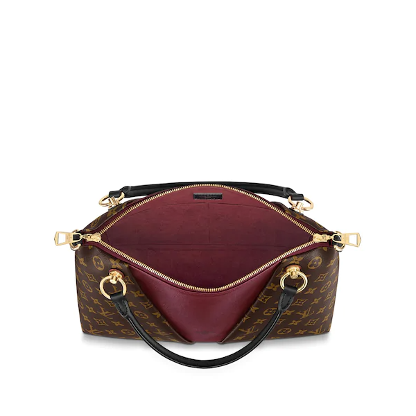 Authentic Louis Vuitton LV V Tote MM Handbag - Monogram Canvas with Bordeaux Trim | Luxury Designer Tote for Women, Work, Travel & Everyday Use