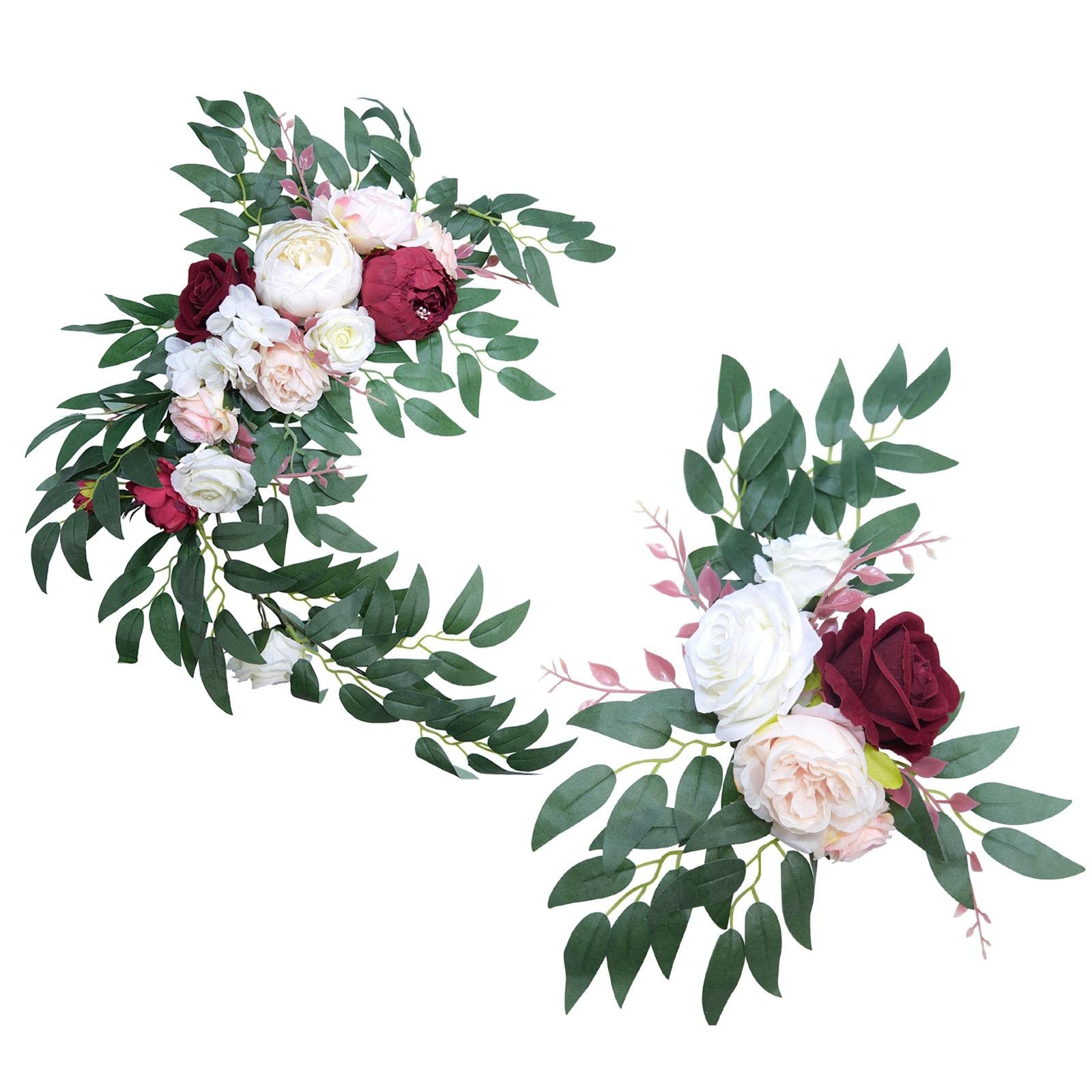 DYNWAVE Artificial Peony Flower Garland - 2pcs Silk Flower Vines with Green Leaves for Wedding Arch, Backdrop & Home Decor | Perfect for Indoor Hanging Plants, Party Decorations & Event Centerpieces