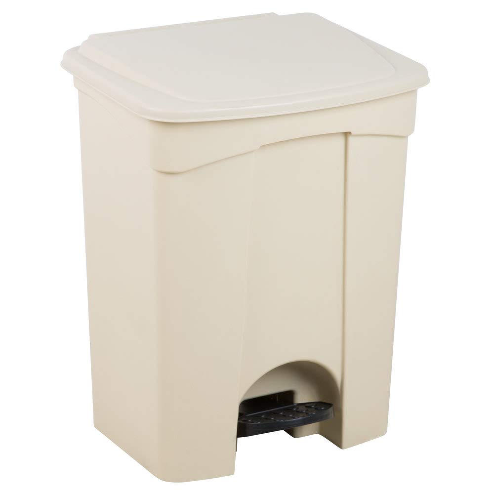 PRO&Family 18 Gallon (68 Liter) Hands-Free Foot Pedal Trash Can - Beige Rectangular Kitchen Waste Bin with Lid, Durable Garbage & Recycling Bin for Home, Office, or Restaurant Use
