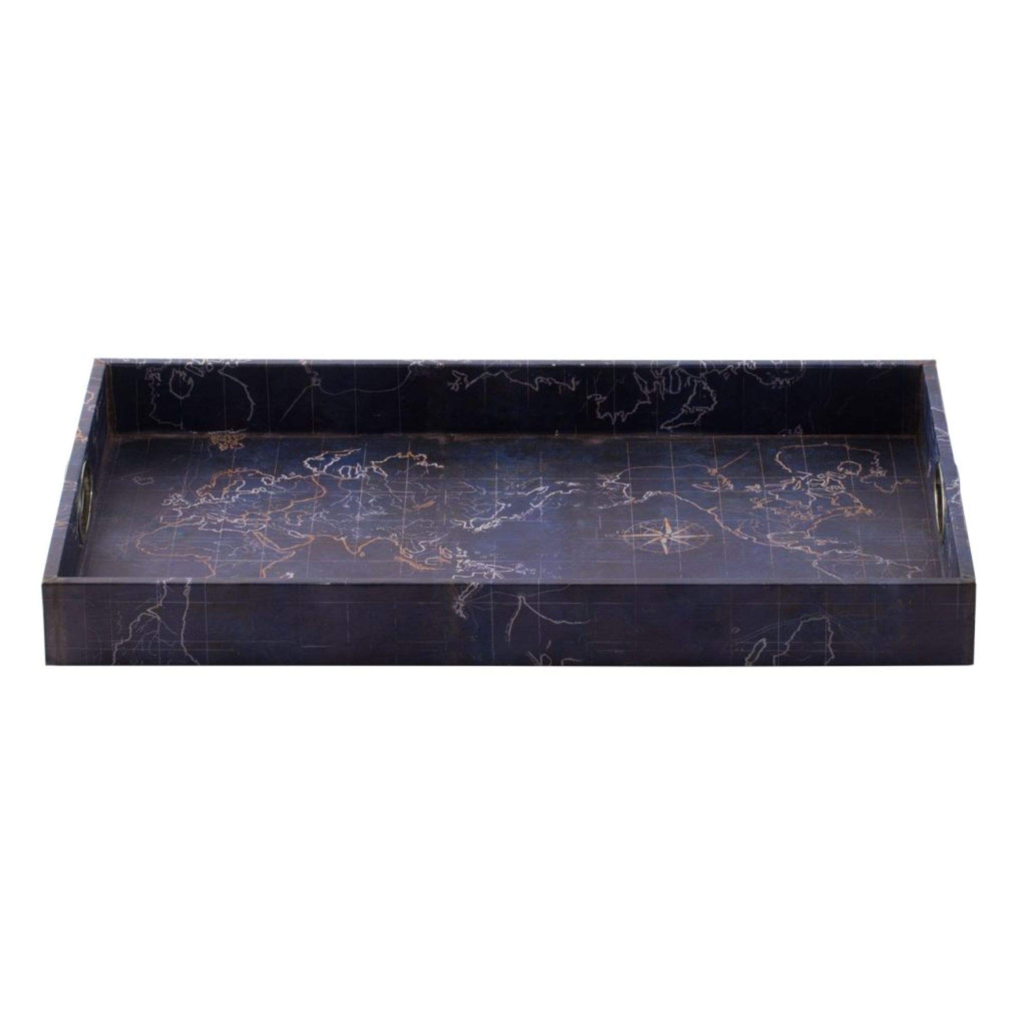 Set of 2 Deep Blue Classic Vintage Rectangular Trays 25