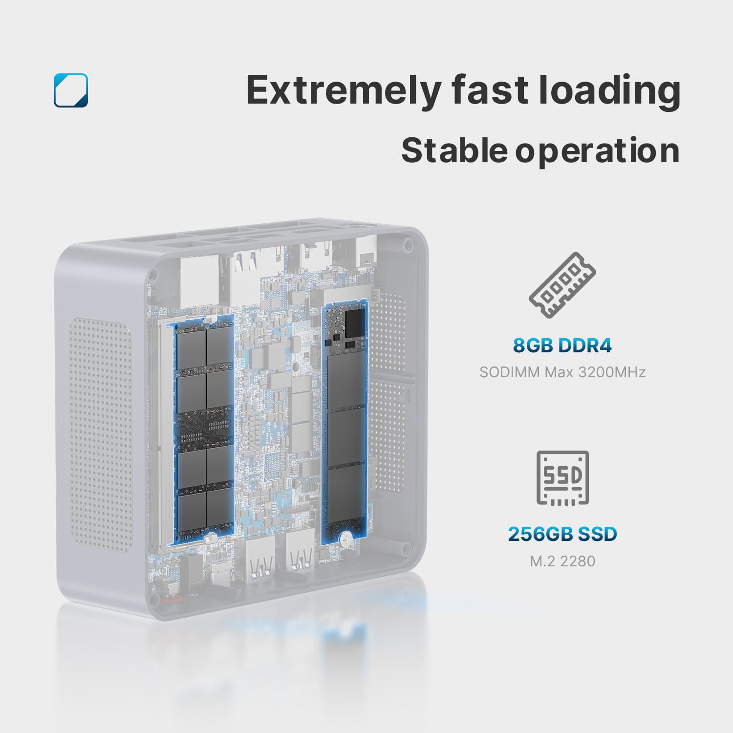 BOSGAME B95 Mini PC - Intel 12th Gen N95 Processor, 8GB DDR4 RAM, 256GB NVMe SSD, 4K Triple Display Mini Desktop Computer with 2.5G LAN, USB 3.2, WiFi 5 & Bluetooth 5.0 - Perfect for Home Office, Business Workstations & Digital Signage