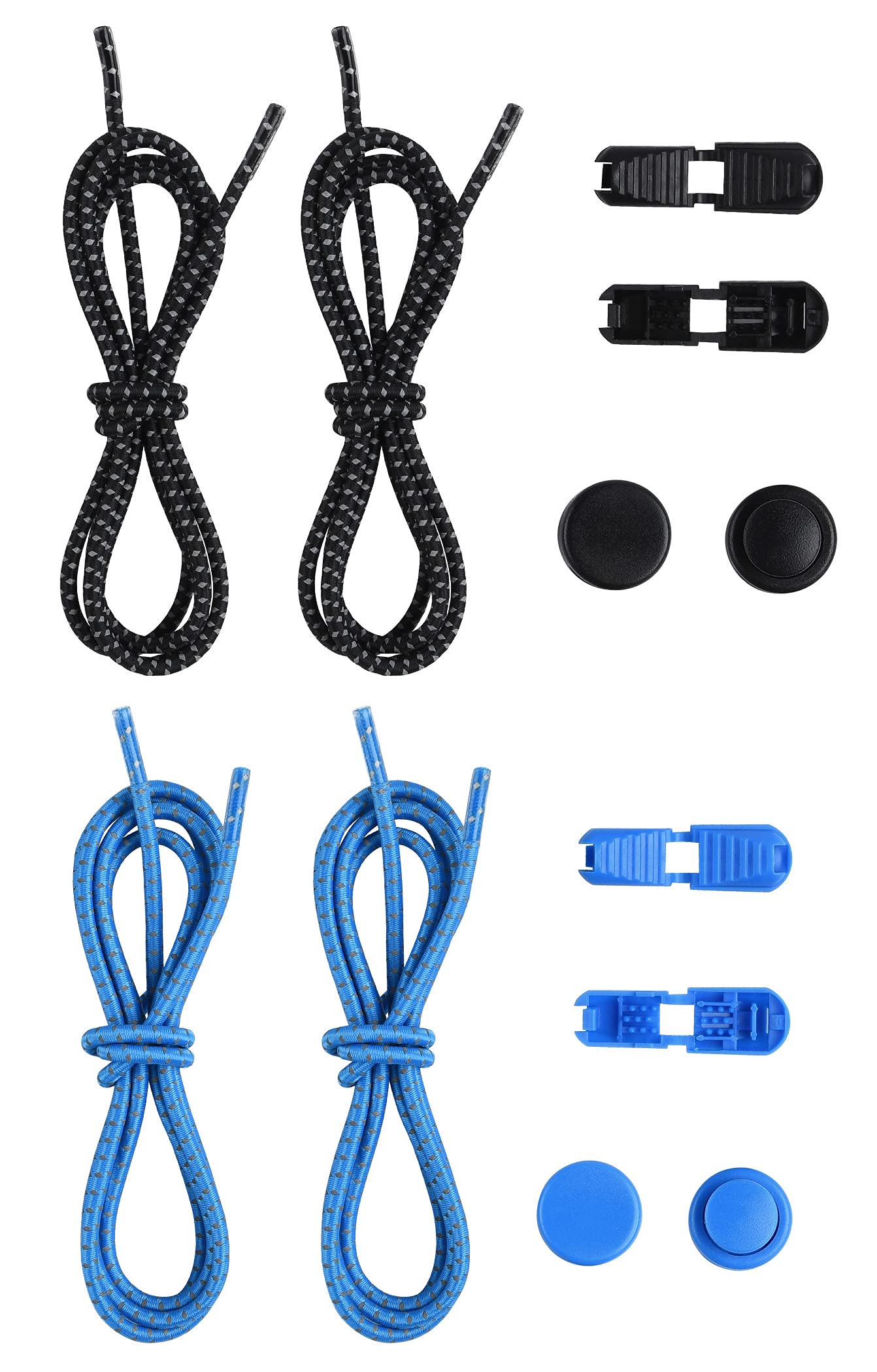 No-Tie Reflective Elastic Shoelaces - One Size Fits All for Kids & Adults (2 Pairs) - Perfect for Running, Walking & Nighttime Safety