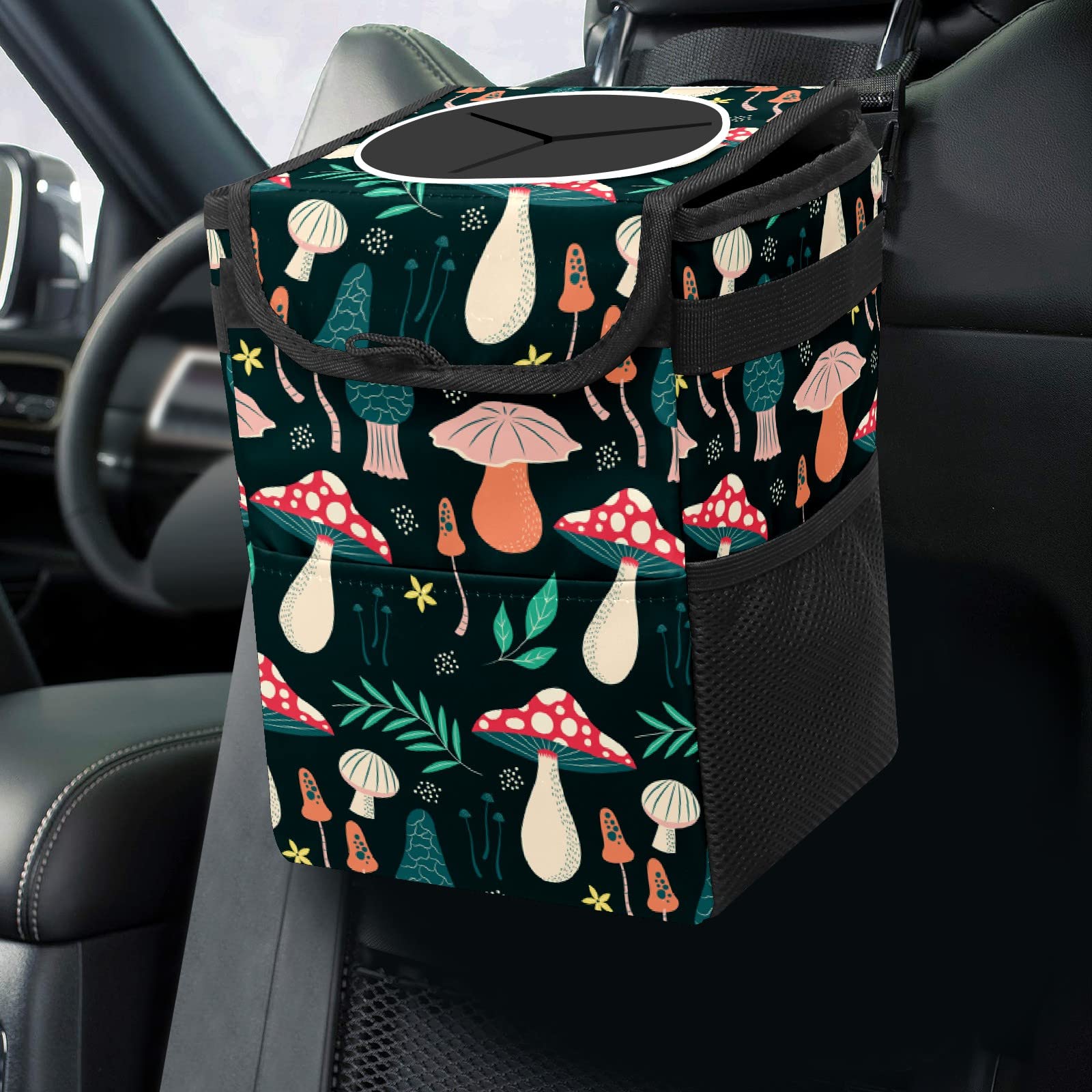 Waterproof Car Trash Can with Lid & Storage Pockets - No Installation Required, Large Capacity Auto Organizer for Sedan, SUV, Truck | Perfect for Road Trips, Commuting & Family Travel