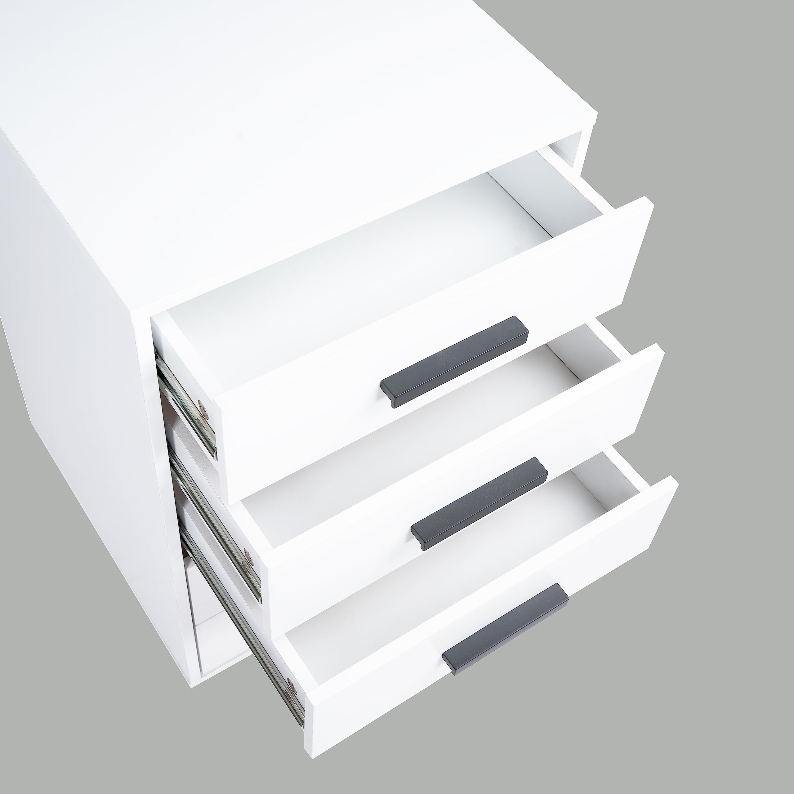 Naomi Home Parker Modern 5-Drawer Dresser - Industrial Style Wooden Bedroom Dresser with Swivel Casters & Fashionable Handles - White - Perfect for Small Spaces, Dorm Rooms & Apartment Bedrooms