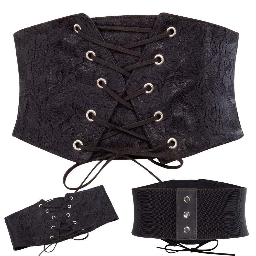 GRACE KARIN Women's Elastic Underbust Corset Belt - 2 Pack Waist Cincher for Shapewear, Plus Size & Fashion | Perfect for Tummy Control, Outfits & Special Occasions