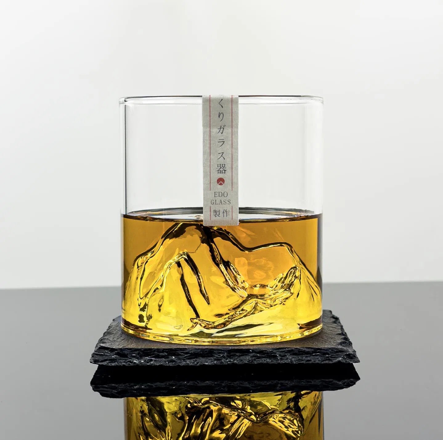 Premium Japanese Mountain Whisky Glass Set - 300ml Handcrafted Tumbler with Elegant Wooden Gift Box - Perfect for Whisky Tasting, Home Bar Decor & Luxury Gifts