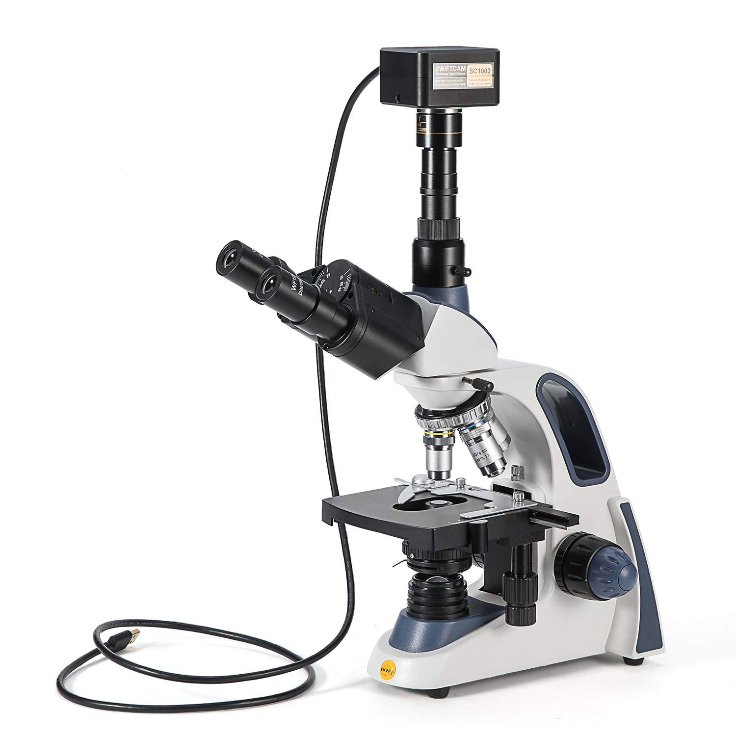 Swiftcam 10MP Microscope Camera with Reduction Lens, Calibration Kit & USB 3.0 - Compatible with Windows/Mac/Linux for Lab Research, Science Education & Biological Observation