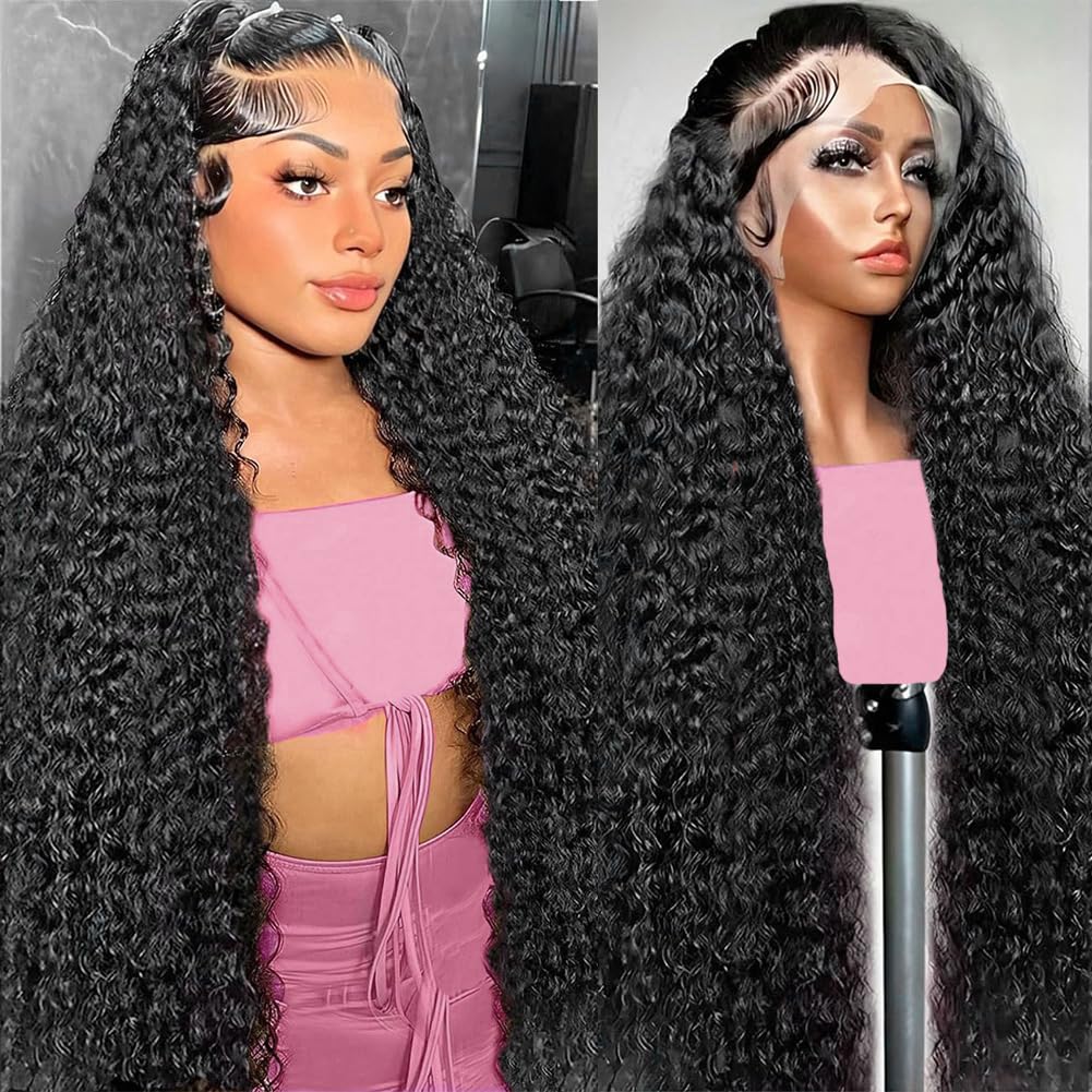 250% Density HD Lace Front Wigs Human Hair 13x6 Deep Wave 28inch - Bleached Knots & Pre Plucked Curly Human Hair Wig for Women - 100% Natural Color - Perfect for Daily Wear, Cosplay & Special Occasions