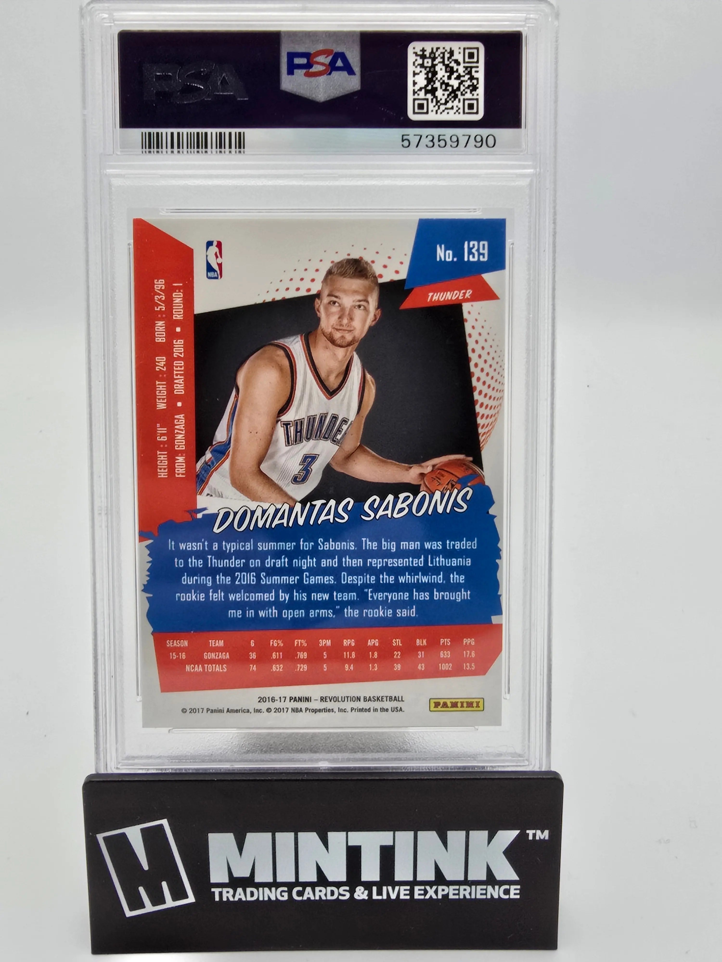 2016 Panini Revolution Basketball Domantas Sabonis Rookie Card #139 PSA 10 Gem Mint - Perfect for NBA Collectors & Basketball Memorabilia Enthusiasts