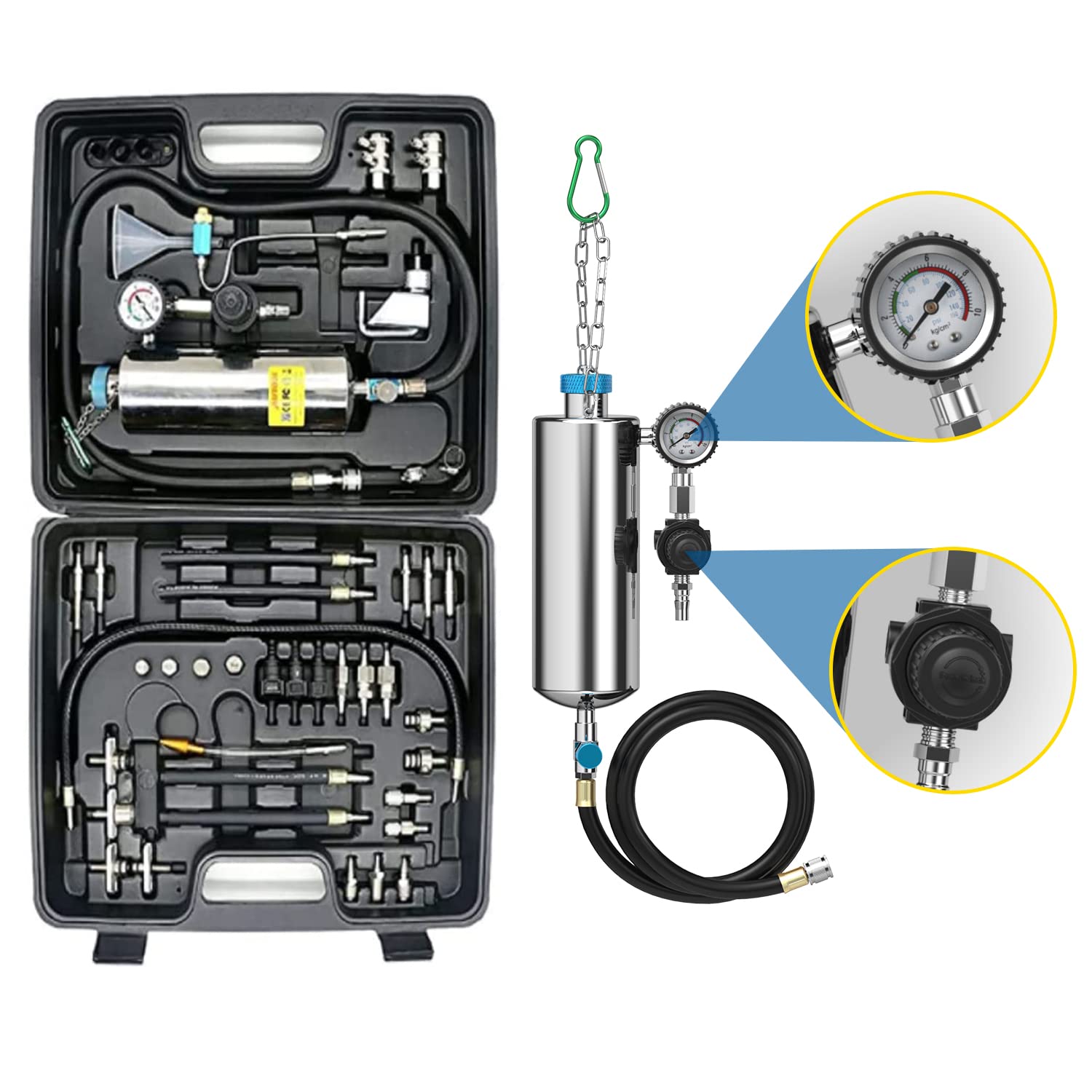 Autory Fuel Injector Cleaner Kit - 0-140PSI Non-Dismantle Fuel System Cleaner Set for Gasoline Cars - Professional Fuel Injector System Cleaning Machine & Catalytic Converter Cleaner - Perfect for DIY Car Maintenance & Engine Performance Enhancement