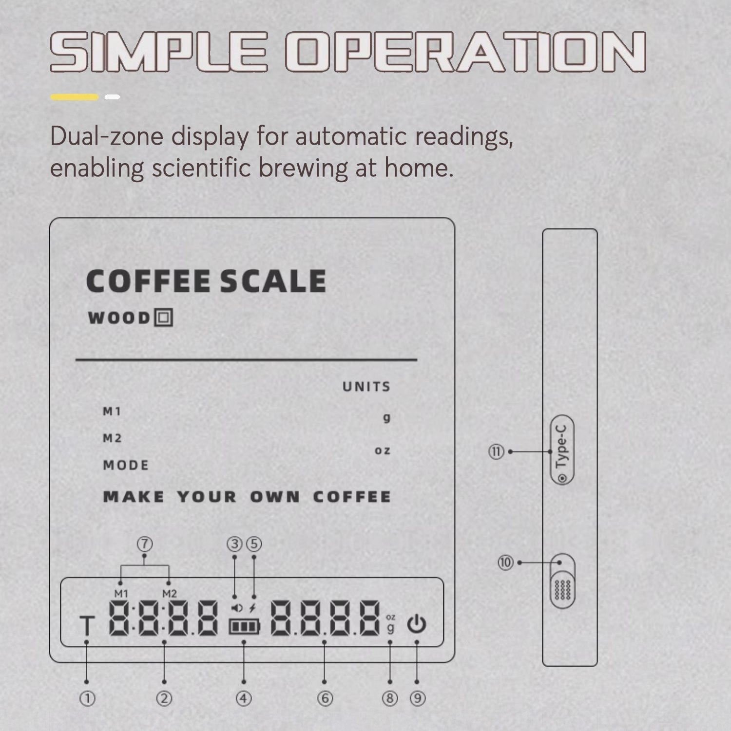 High Precision Digital Wooden Coffee Scale with Touch Sensor - Perfect for Pour Over, Espresso, and Home Brewing | MUVNA