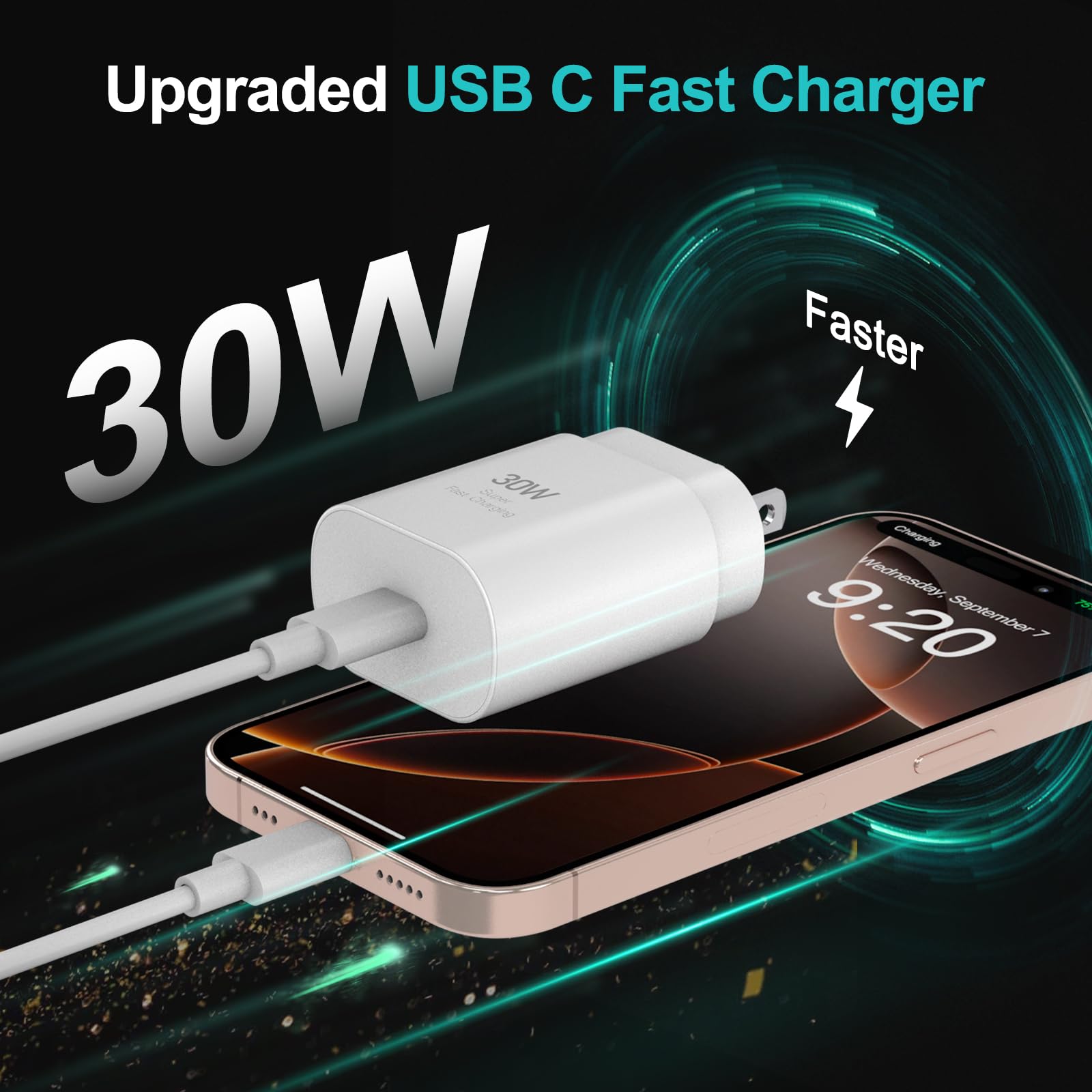 30W USB C Fast Charger for iPhone 16/15 Pro Max - Super Fast Charging Cable 10FT 2-Pack - Compatible with iPhone 16/16 Pro Max/15/15 Pro Max/Plus, iPad Pro/Air/Mini 12.9/11 - Perfect for Home, Office & Travel Charging