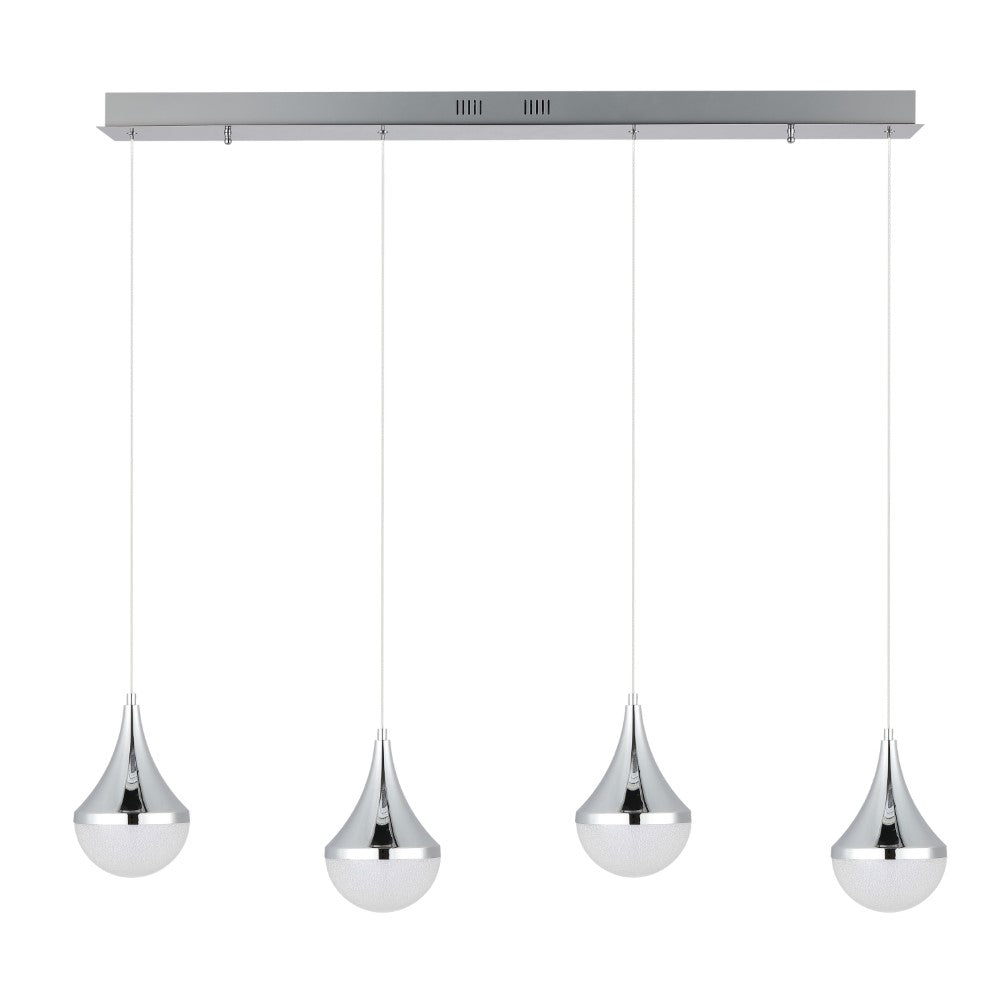 Modern Mid-Century Teardrop LED Pendant Light - Iron/Acrylic Linear Chandelier for Dining Room, Kitchen Island & Living Room Lighting
