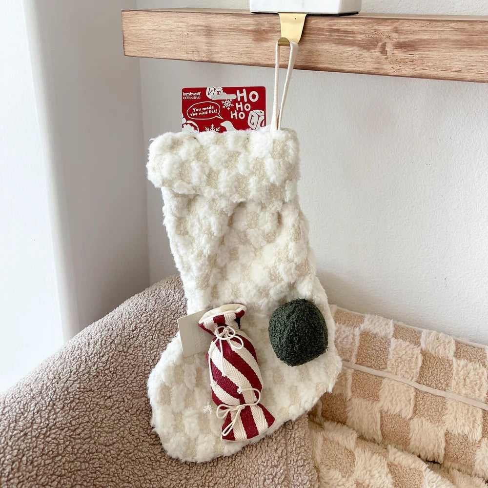 Mini Christmas Stocking Dog Toy - Festive Holiday Chew Toy for Small & Medium Dogs - Perfect for Holiday Gifting & Playtime Fun