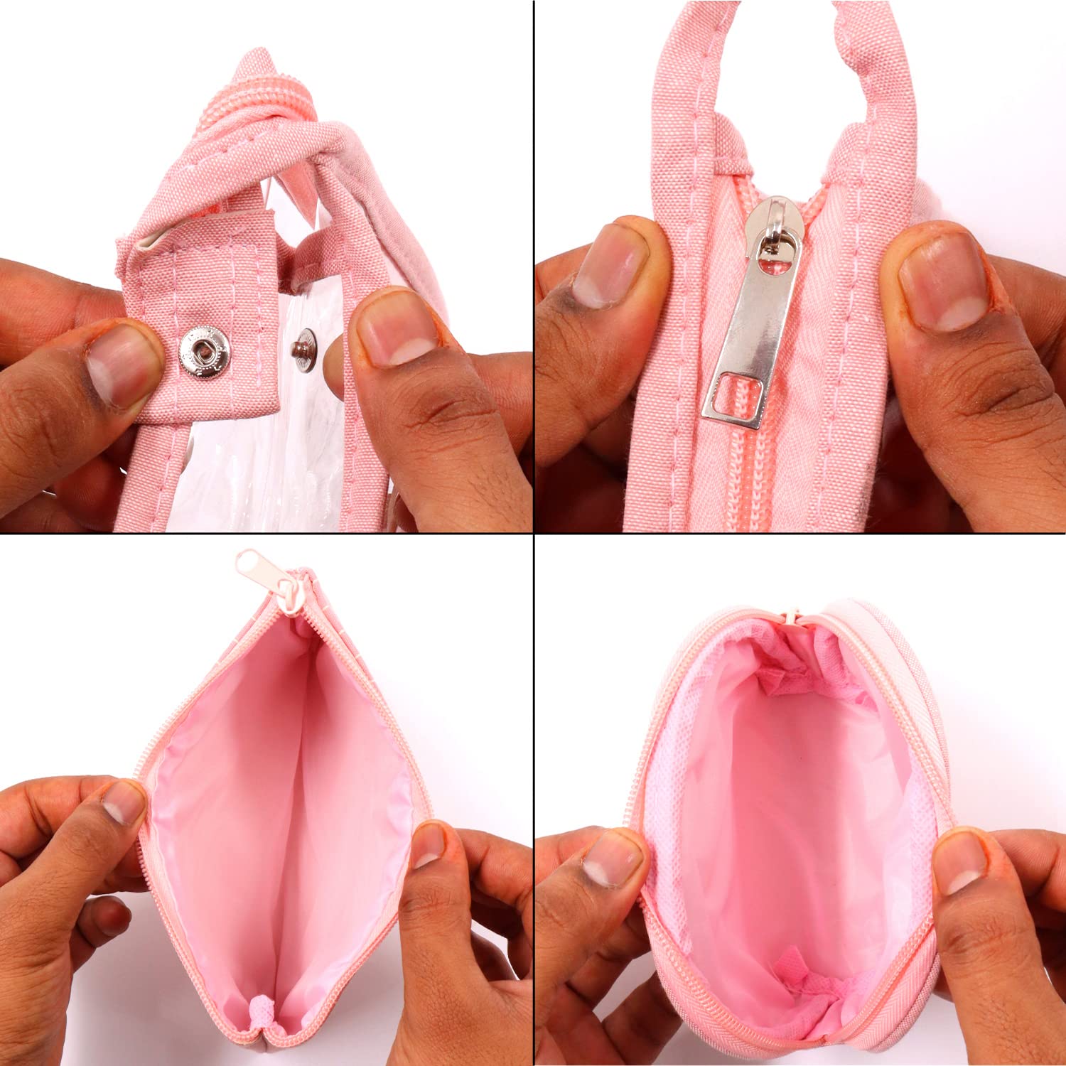 Ayaha 3-Piece Cosmetic Pouch Set - Large Medium Small Makeup Bags with Zipper for Women | Travel Toiletry Organizer & Vanity Storage | Perfect for Vacation, Gym, and Daily Essentials (Pink)