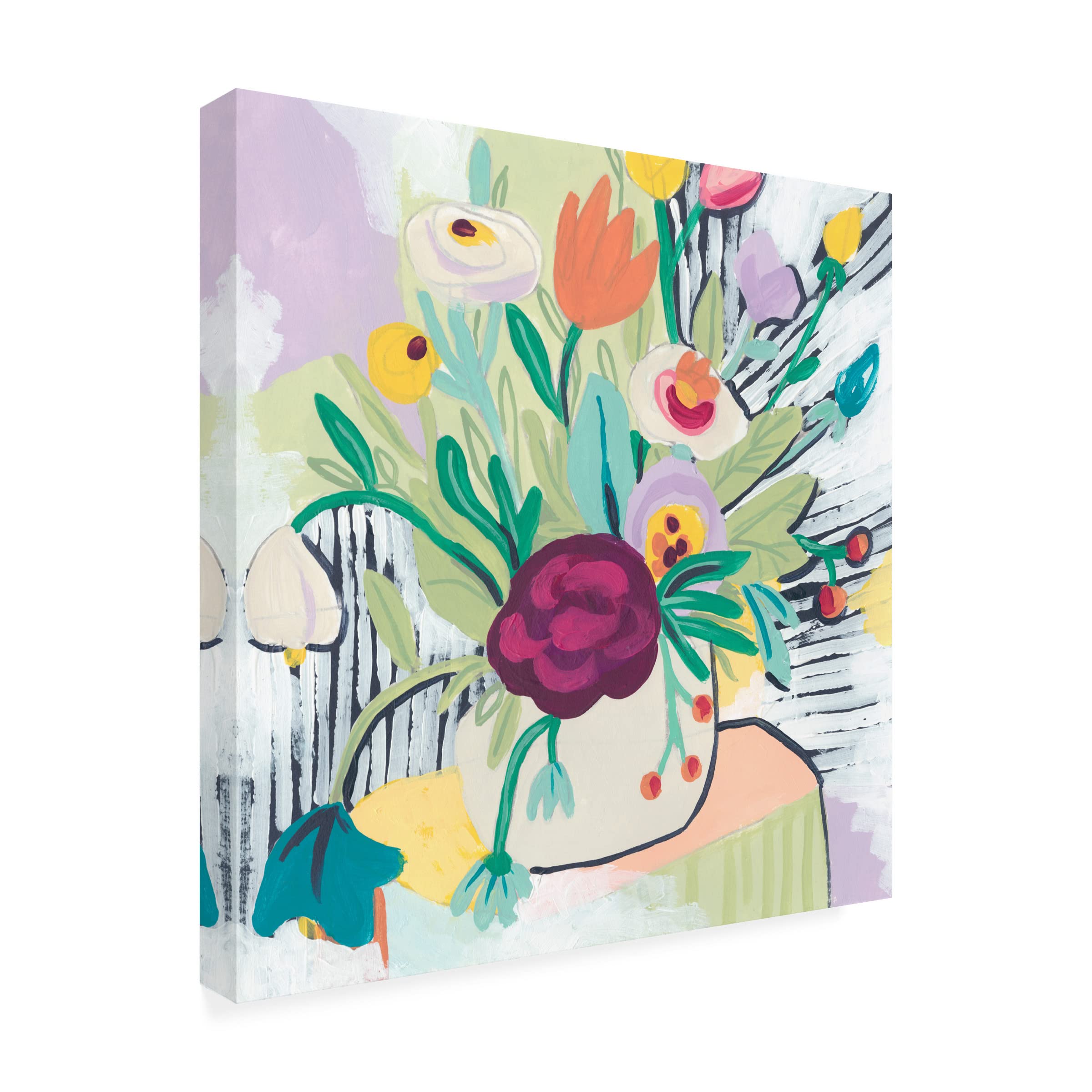 Trademark Fine Art 'Fauvist Floral I' Canvas Wall Art Print by June Erica Vess - Vibrant Abstract Floral Painting for Living Room, Bedroom & Office Decor