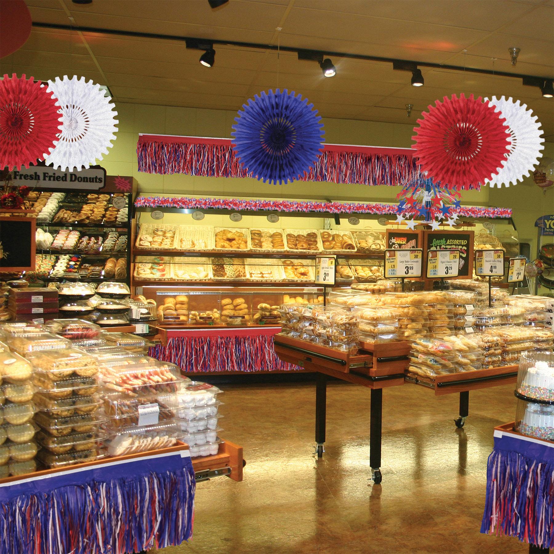 12-Pack Beistle 6-Ply Tissue Fringe Party Decorations - Red, White & Blue Patriotic Streamers for 4th of July, Memorial Day & Independence Day Celebrations