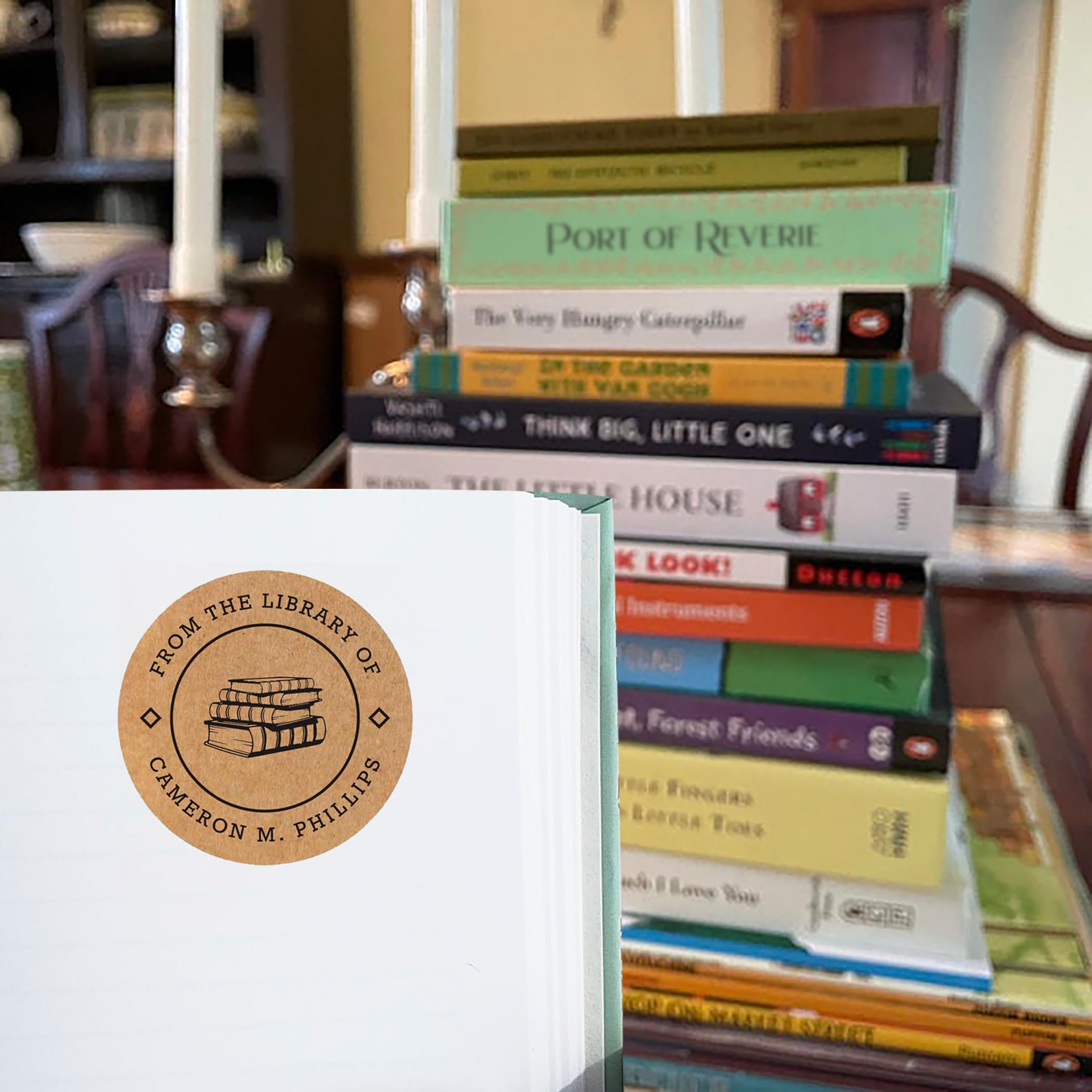 Personalized Book Labels - Set of 90 Round 1.5 Inch Kraft Stickers for School, Library & Home Organization - From the Library of Stickers Collection