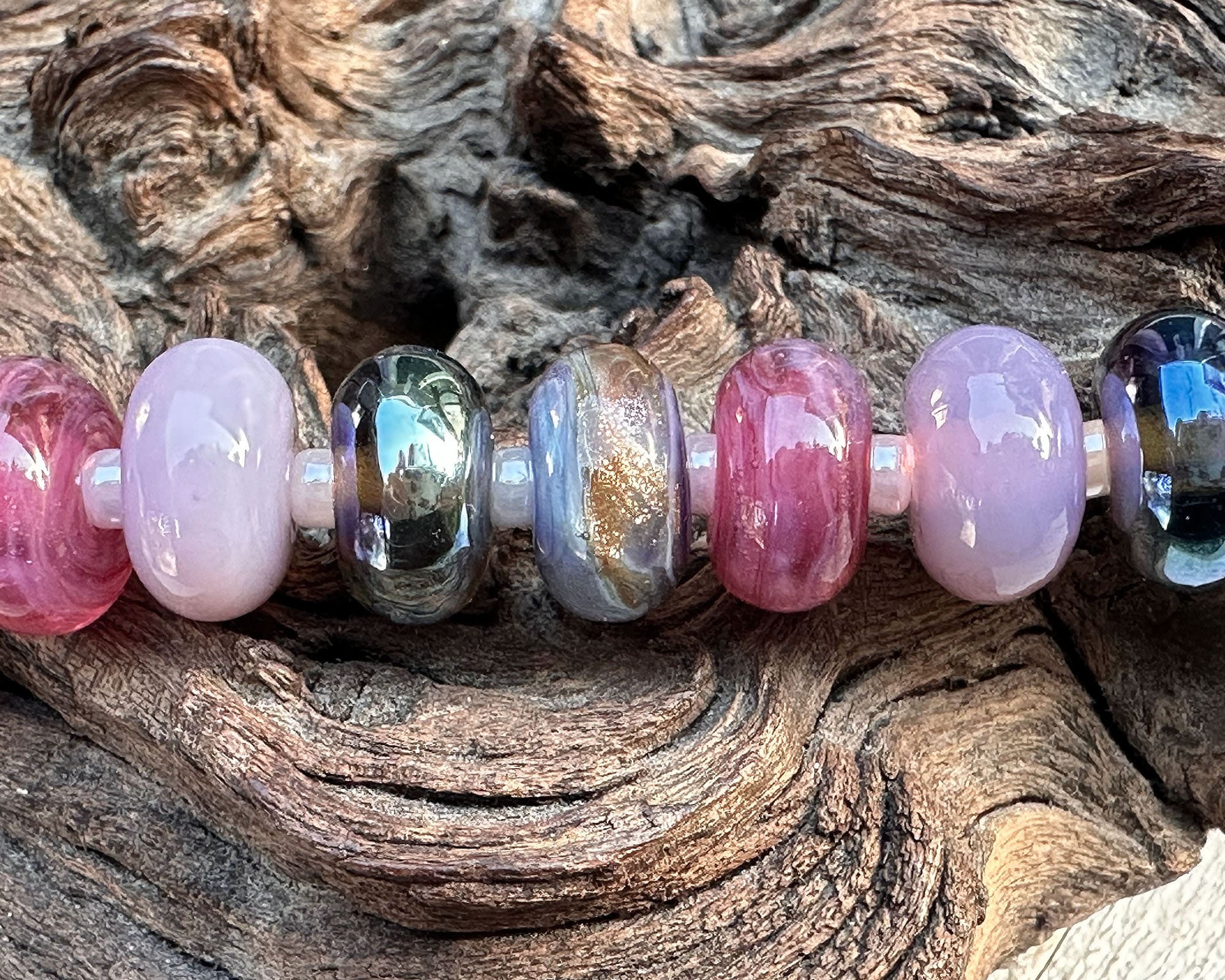 19pcs Aurora Elegance Metallic Lampwork Glass Beads Set for Jewelry Making, DIY Crafts, Bracelets & Necklaces - SRA Certified Artisan Beads (Perfect for Wedding, Party & Gift Projects)