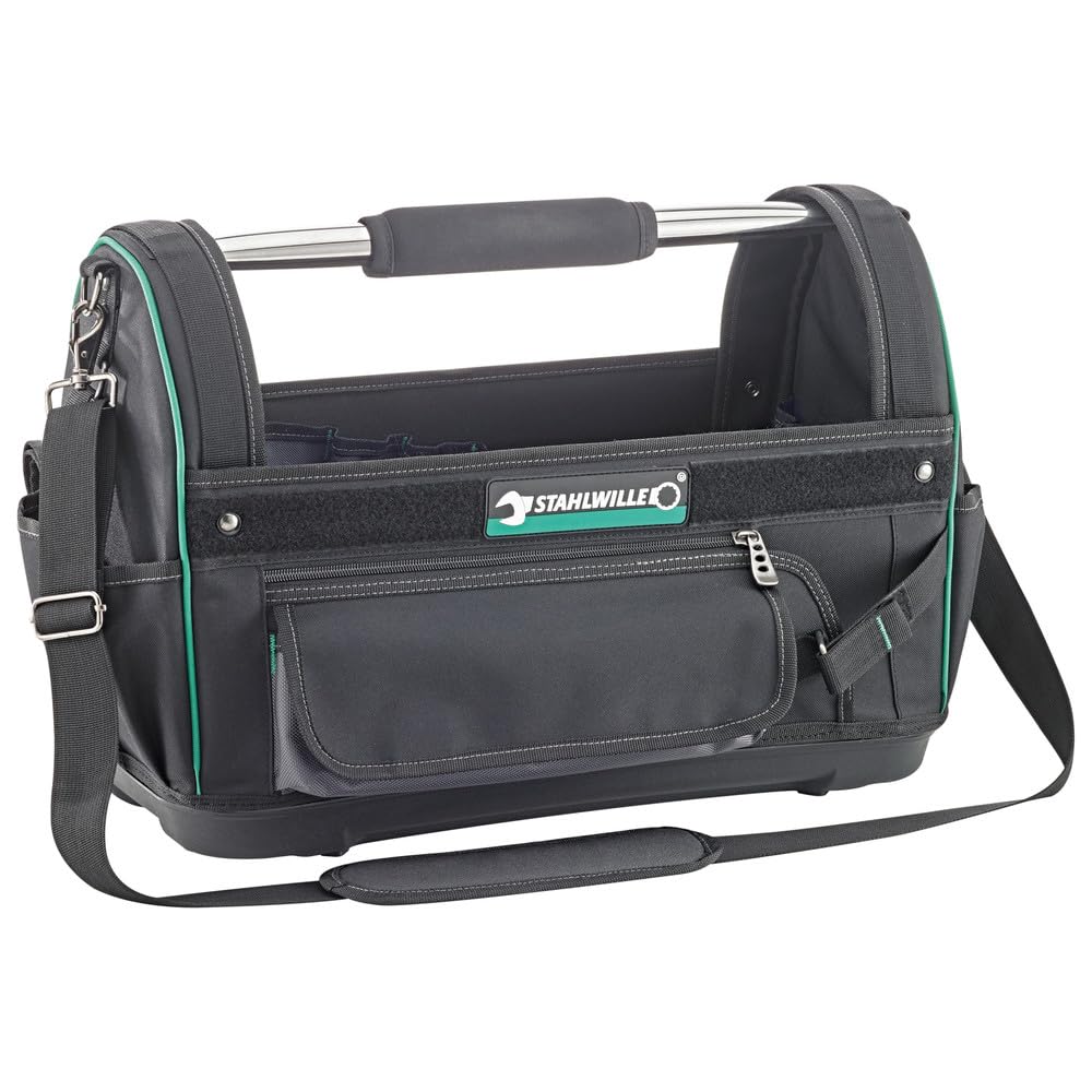 Stahlwille 81620004 Heavy Duty Waterproof Tool Bag with 23 Compartments & 5 Exterior Pockets - 340mm Height x 500mm Width x 220mm Depth - 2.3kg Durable German-Made Organizer for Electricians, Mechanics & Construction Workers
