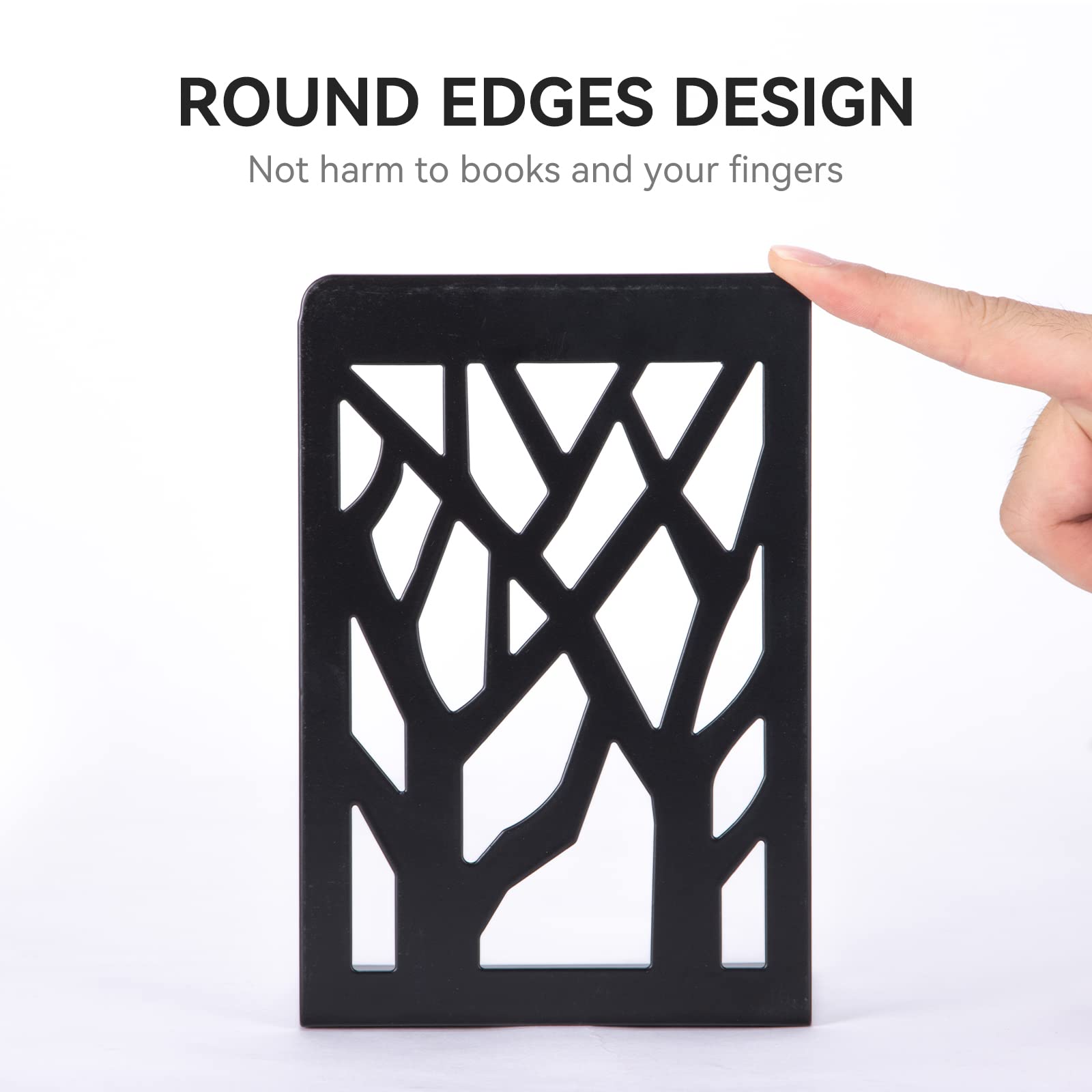 Heavy Duty Black Metal Bookends for Shelves - 5 Pair Decorative Book Stoppers & Supports for Home, Office, Library - Perfect for Organizing Heavy Books, Textbooks, and Decorative Displays