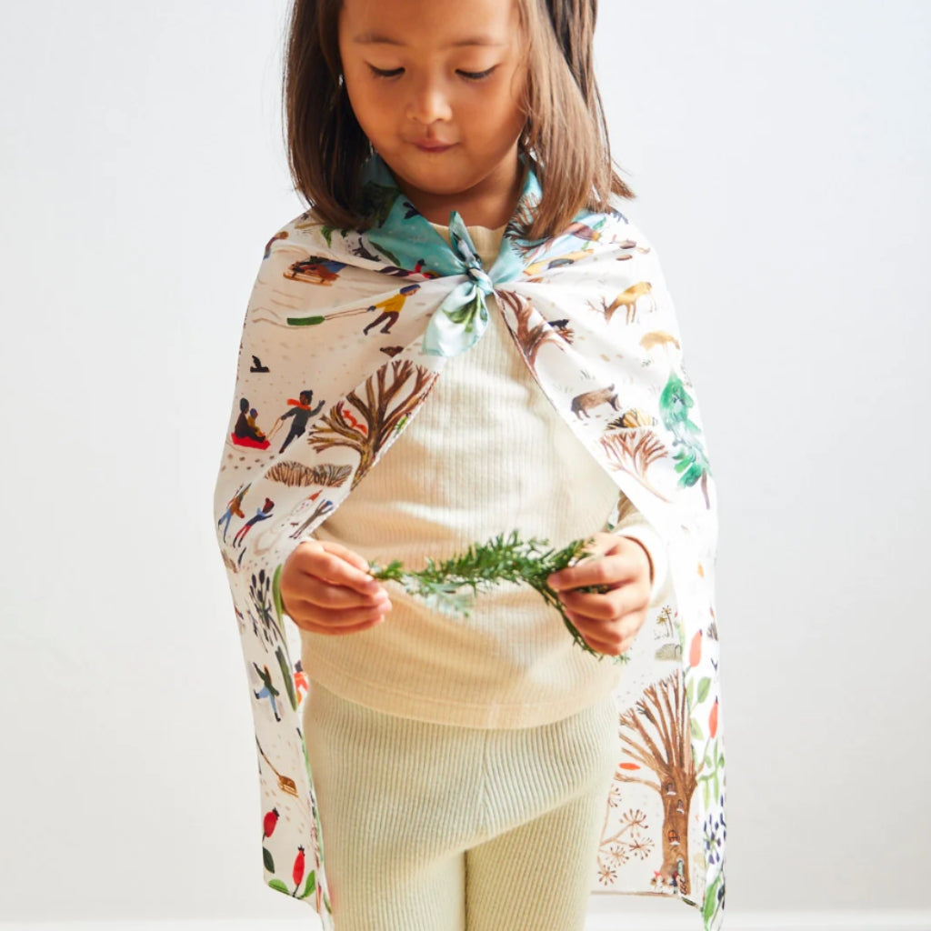 Sarah's Silk Seek & Find MINI Playsilk - Snowy Day Sensory Play Scarf for Toddlers - Perfect for Hide & Seek Games, Dress Up, and Outdoor Winter Adventures