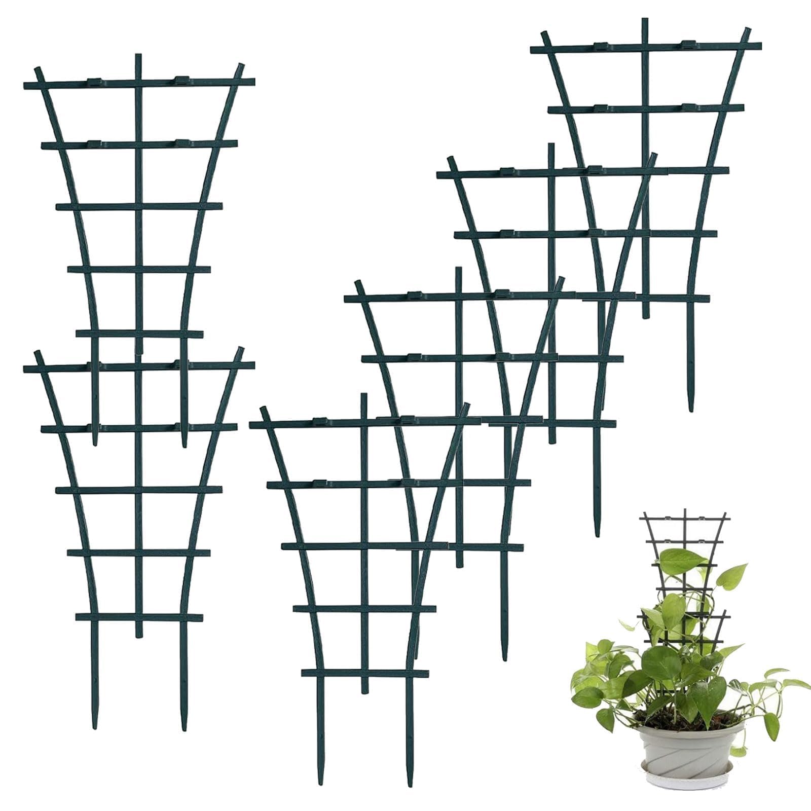 6 Pack Garden Plant Support Stakes, Plastic Trellis for Climbing Plants, Tomato Vine Support for Pots & Outdoor Use - Perfect for Tomatoes, Cucumbers, Peas & Flowering Vines in Gardens, Balconies & Patios