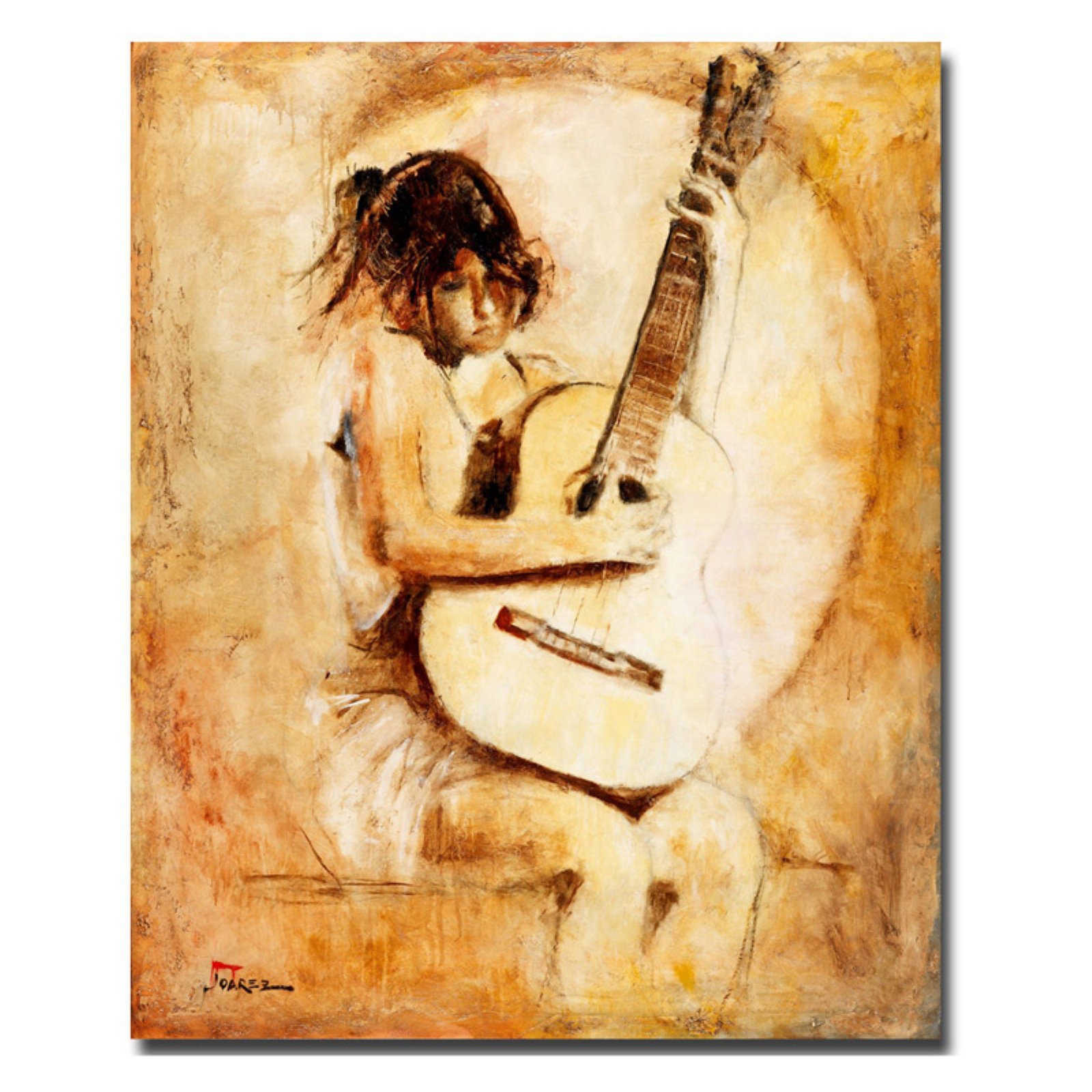 Trademark Fine Art Joarez Soft Guitar Canvas Wall Art Print - Perfect for Living Room, Bedroom & Music Studio Decor