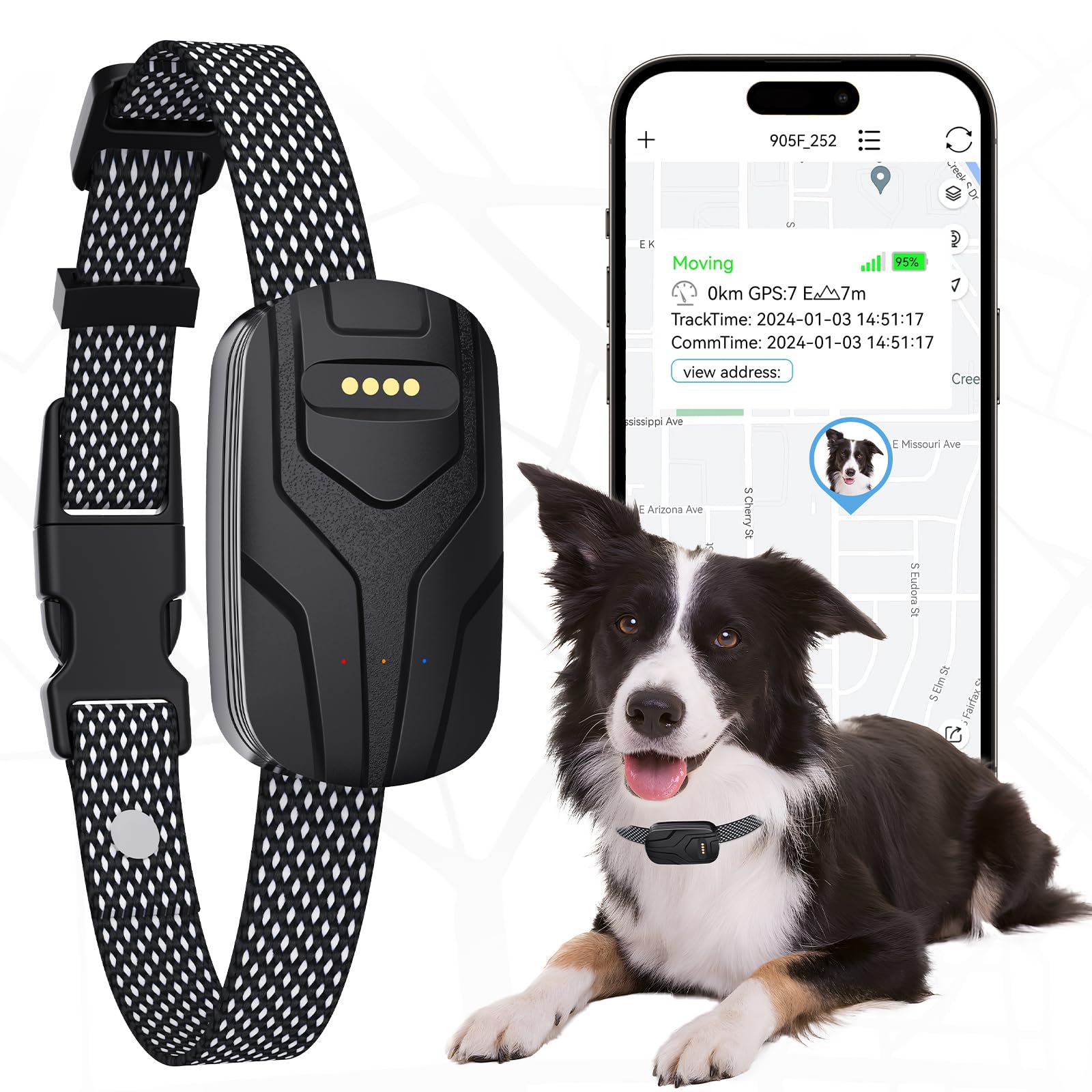 **GPS Dog Tracker & Activity Monitor - Unlimited Range Smart Collar with Real-Time Tracking & Wireless Fence | Pet Fitness & Wellness Tracker (Free 1-Year Membership) | Perfect for Outdoor Adventures & Daily Pet Safety**