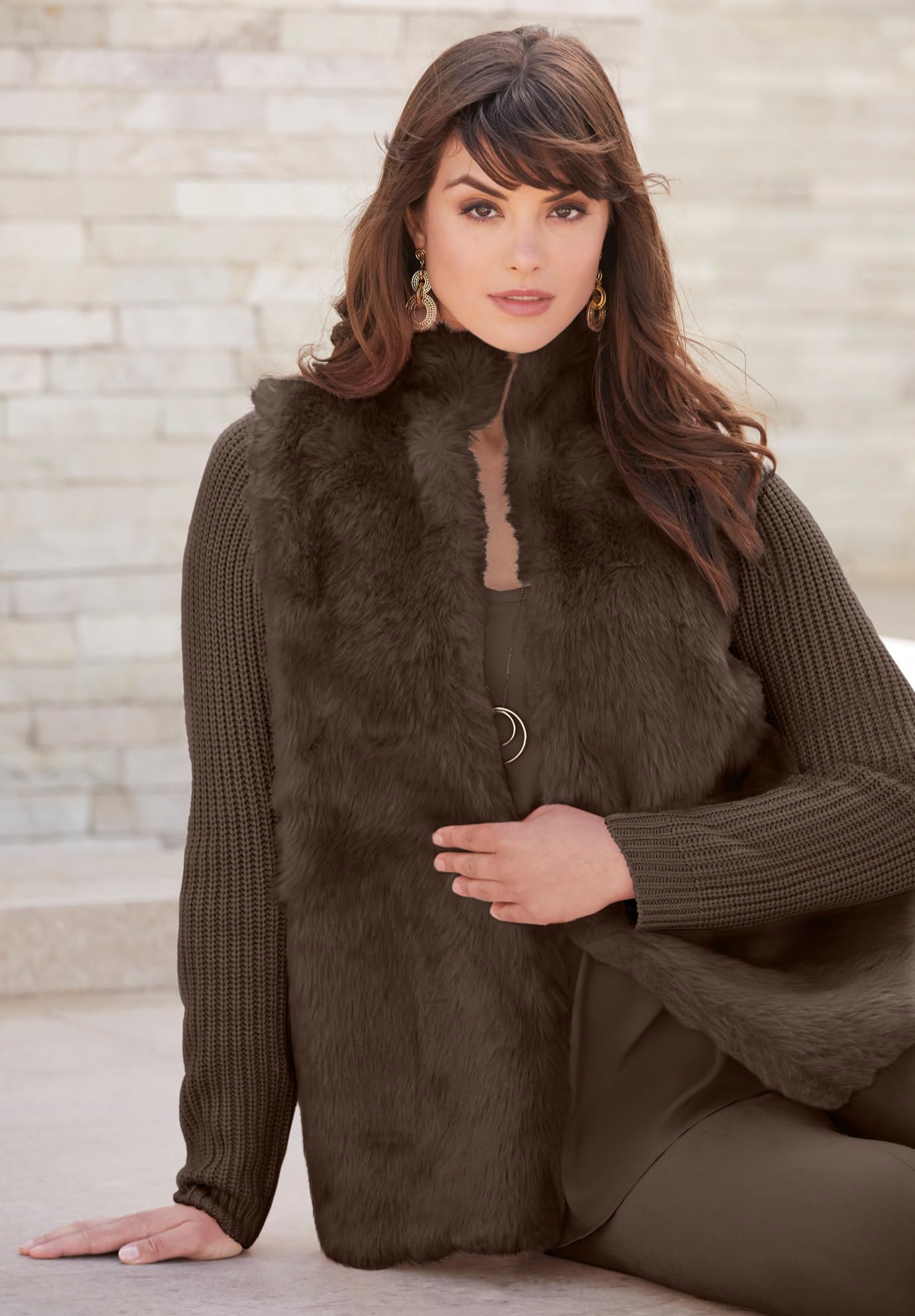 Roaman's Women's Plus Size Faux Fur Cardigan Sweater - Soft Winter Wrap for Casual Outfits & Cozy Evenings