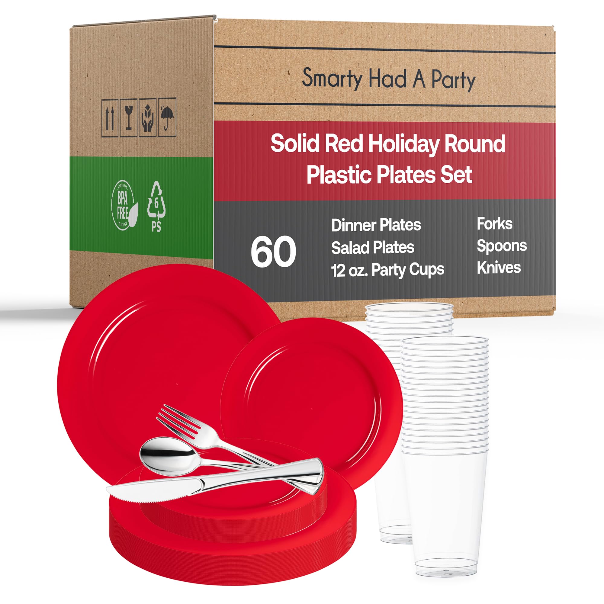 Red Combo Plate Set for 60 Guests - Premium Wedding Dinnerware Value Pack | Perfect for Wedding Receptions, Banquets & Large Gatherings