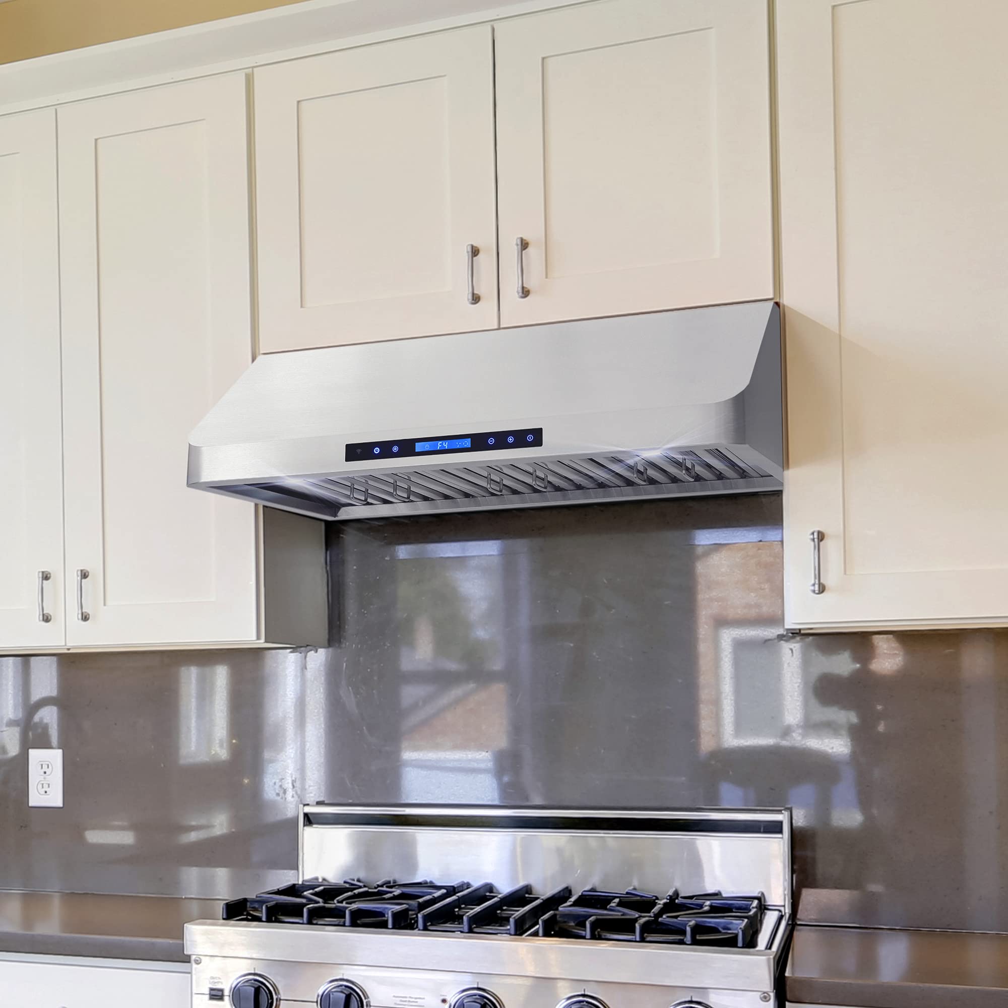 COSMO COS-QS90 36-Inch Stainless Steel Under Cabinet Range Hood - 500 CFM Ducted Kitchen Vent Hood with Touch Controls & LED Lights - Perfect for Modern Kitchens, Cooking, and Smoke Removal