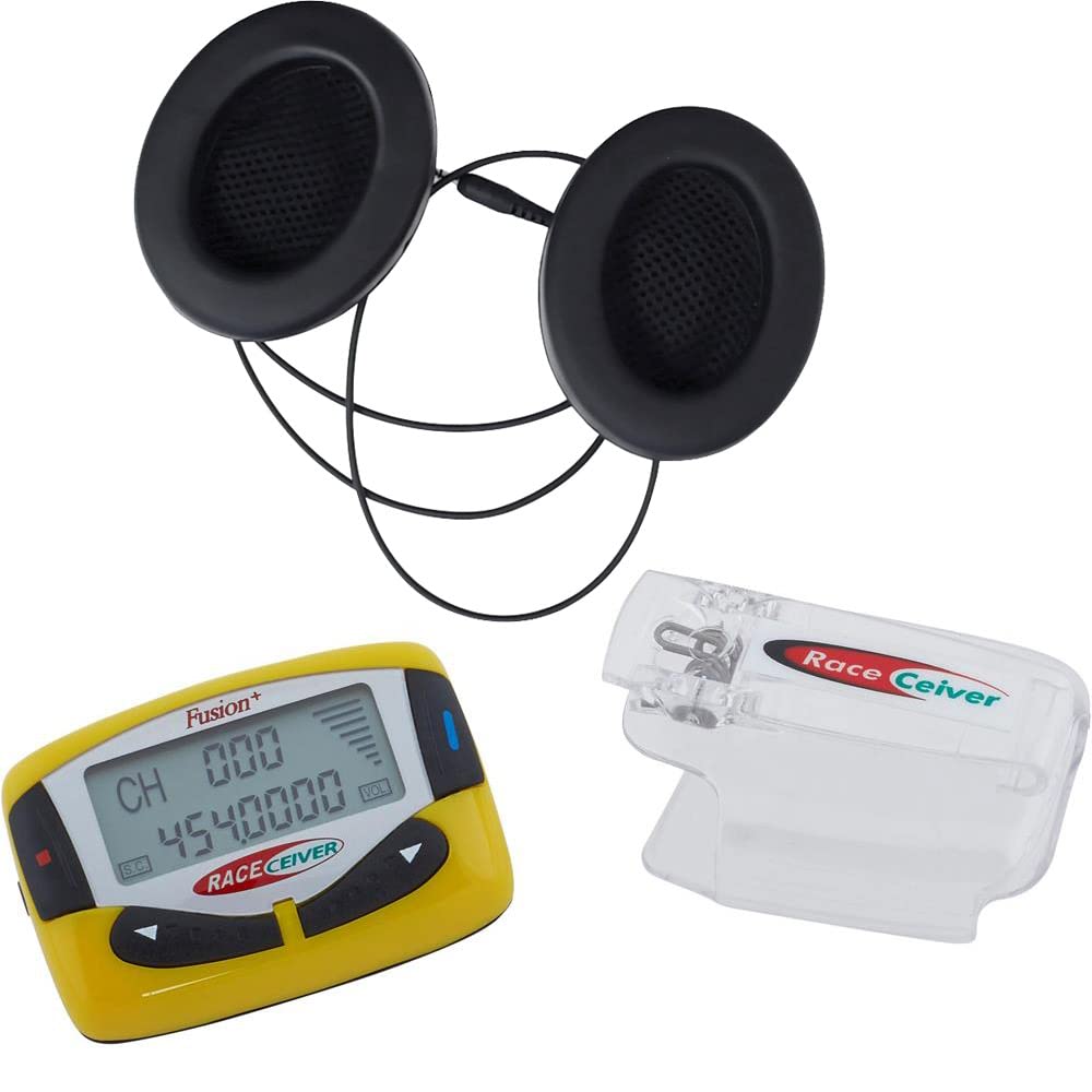 Raceceiver Fusion Plus Race Scanner & Zamp Ear Cups with 3.5mm Jack - Professional Racing Communication Headset for NASCAR, Dirt Track & Motorsport Events