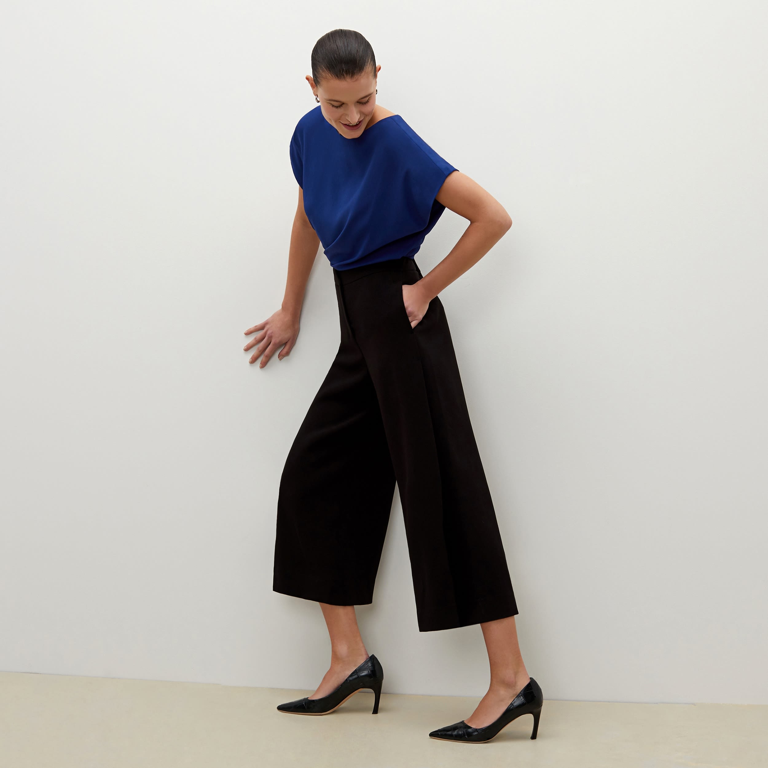 Eco-Friendly Soft Wave Culottes for Women - Comfortable & Stylish Black High Waist Palazzo Pants - Perfect for Casual Wear, Office & Travel