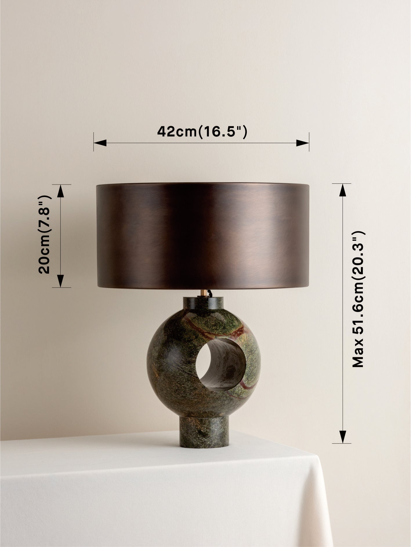 Marble Table Lamp with Bronze Shade - Elegant Home Decor for Living Room, Bedroom & Office Lighting