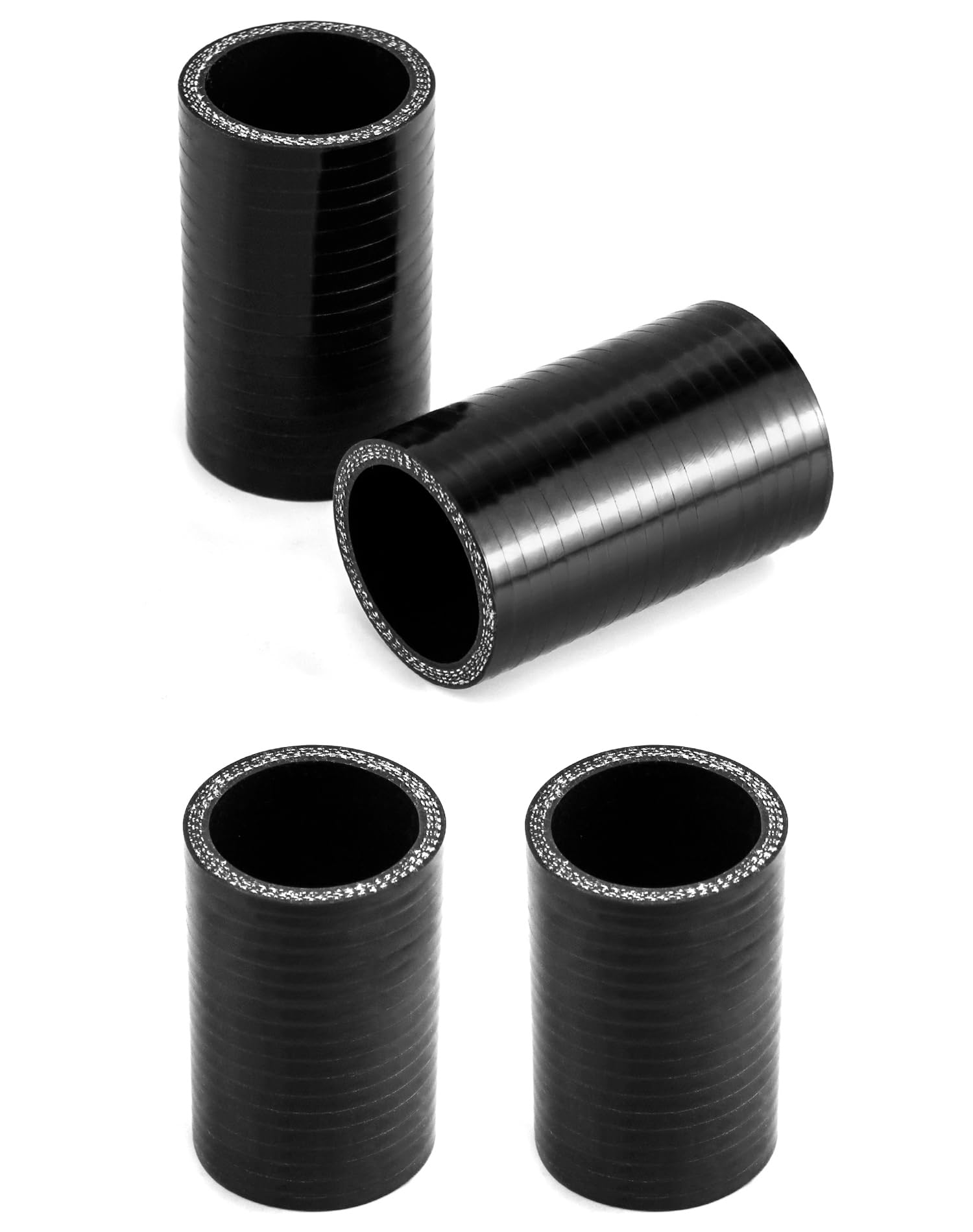 QWORK 4-Pcs 1-1/2 Inch ID 4-Ply Reinforced Silicone Straight Coupler Hose - Heavy Duty Marine & Industrial Use for Fuel, Water, and Chemical Transfer