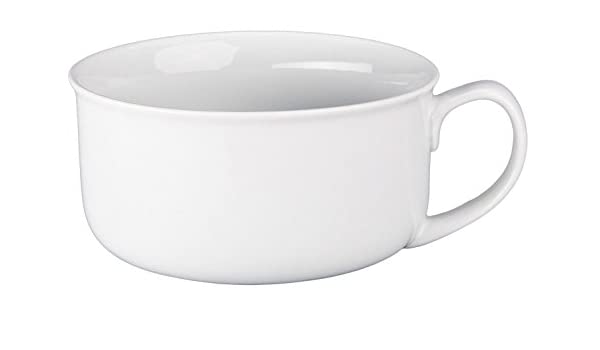 Premium White Porcelain Soup Bowl with Comfortable Handle - Perfect for Hot Soups, Stews & Cereals - Ideal for Home Dining, Restaurants & Gifts