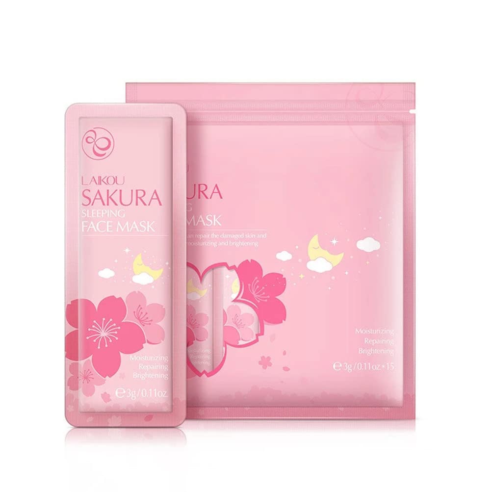Sakura Sleeping Face Mask - Overnight Moisturizing & Nourishing Facial Care for Beauty & Skin Care - 60 Pack - Perfect for Travel, Home Spa & Nighttime Skincare Routine
