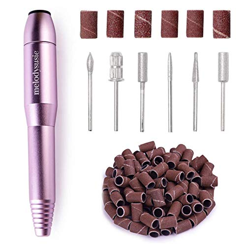 MelodySusie Professional Electric Nail Drill Kit - Portable Efile for Acrylic & Gel Nails, Manicure Pedicure Polishing & Shaping Tools | Compact Design for Home Salon & Travel Use | Purple Nail Art Equipment | Perfect for DIY Nail Care & Professional Nail Technicians